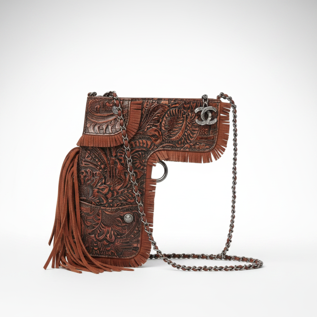Chanel Paris-Dallas Holster Crossbody Brown Tooled Calfskin Ruthenium Hardware