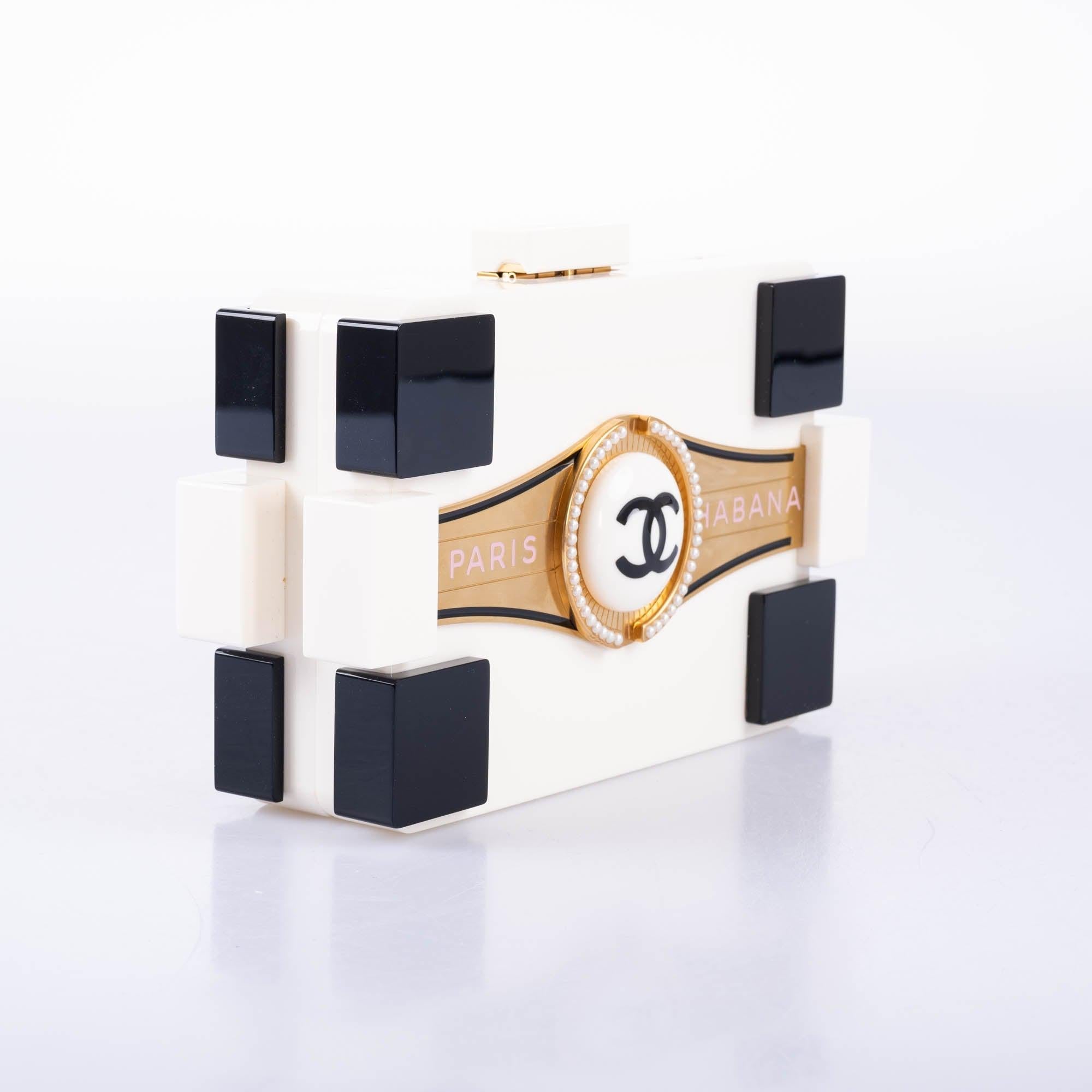 Chanel Paris-Habana Boy Brick Minaudière White &amp; Black Plexiglass Gold Hardware