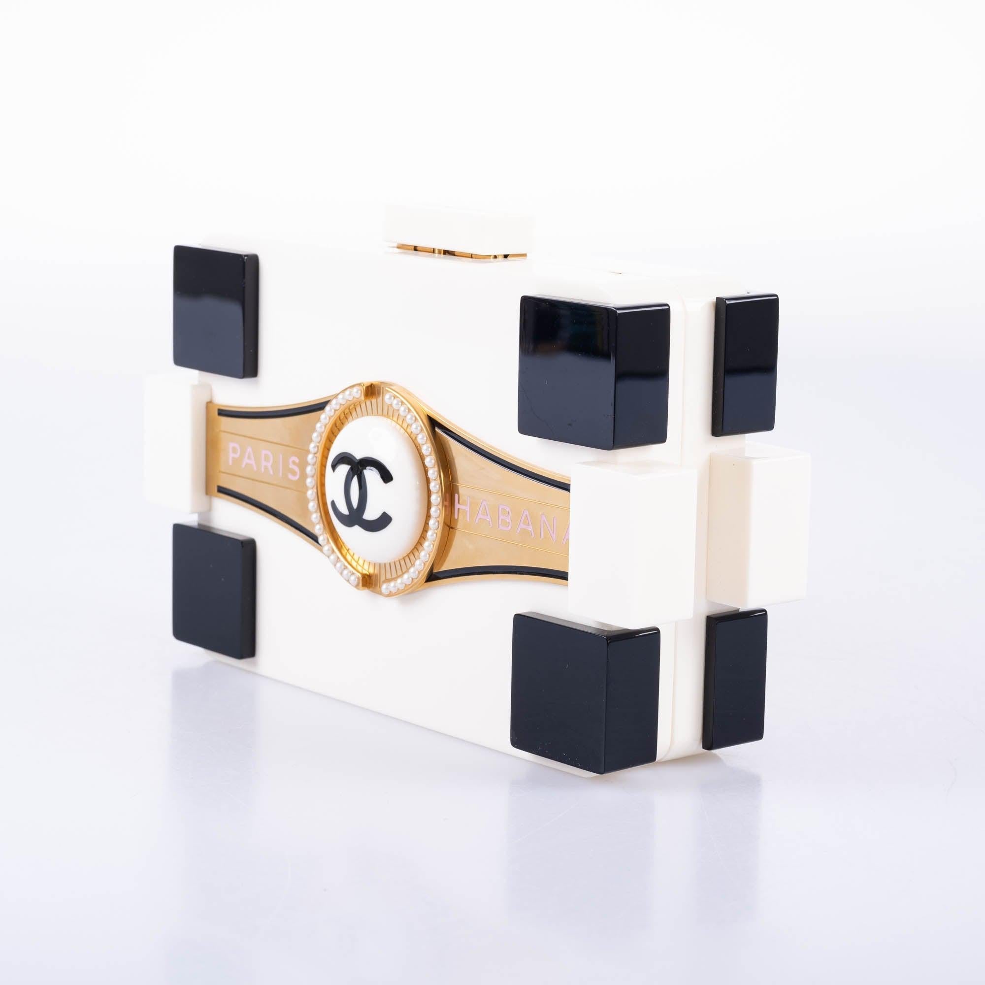 Chanel Paris-Habana Boy Brick Minaudière White &amp; Black Plexiglass Gold Hardware