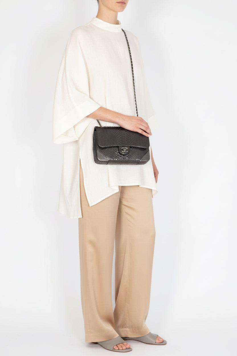 Chanel Python Rock The Corner Flap Bag Grey Metallic with Gunmetal Hardware