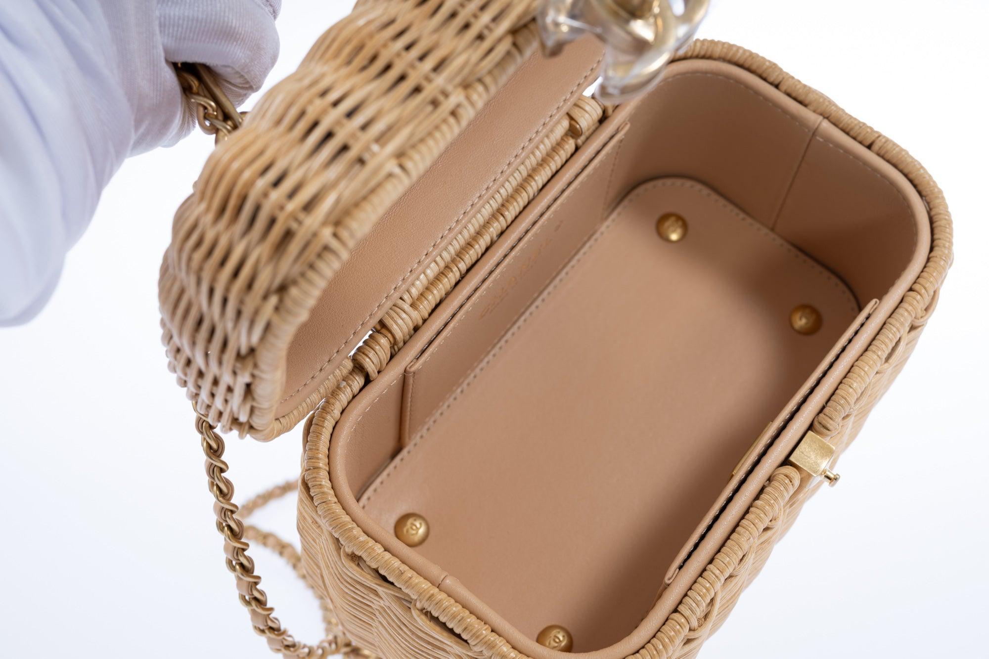 Chanel Vanity Case Braided Rattan Gold Hardware