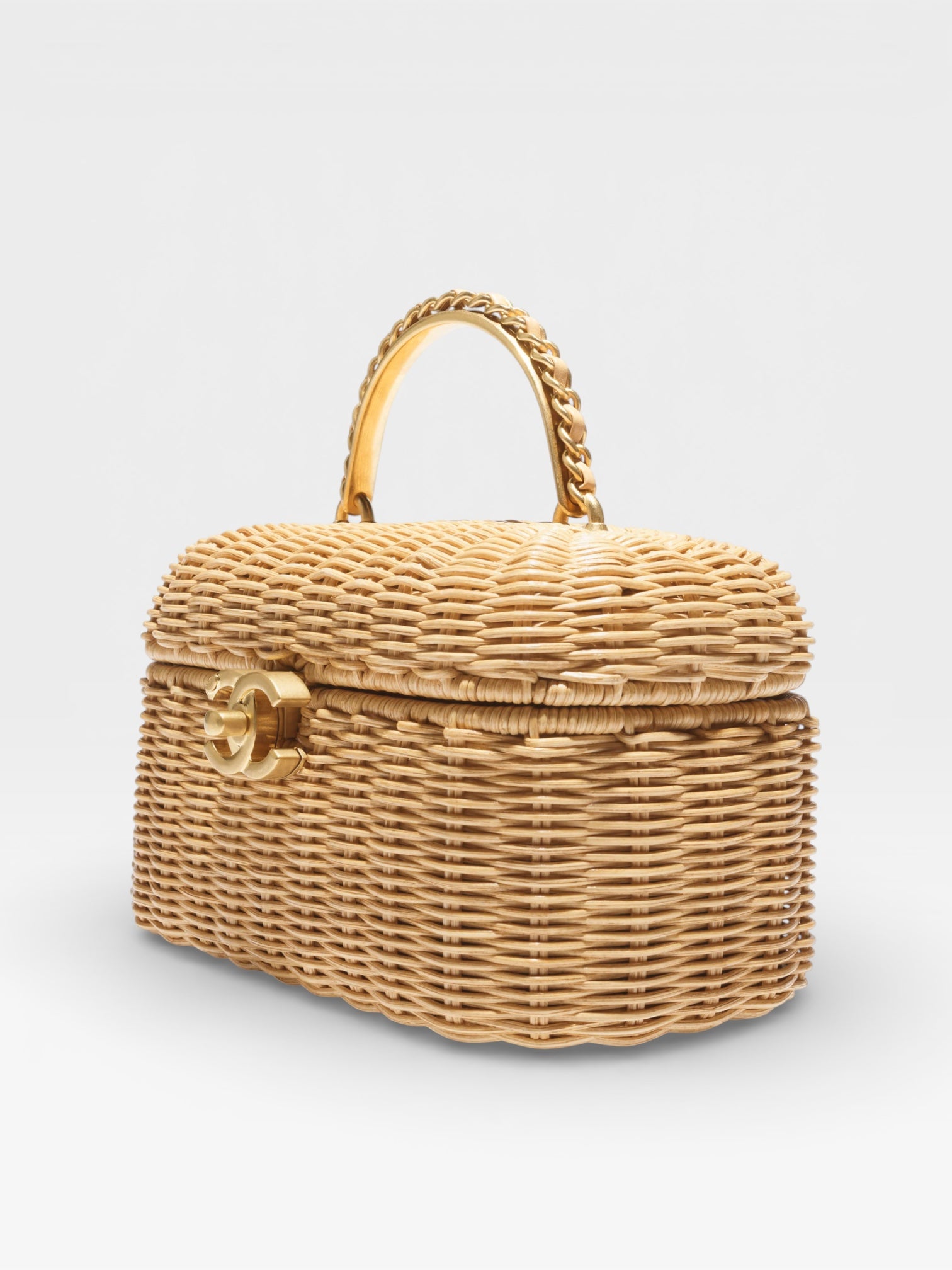 Chanel Vanity Case Braided Rattan Gold Hardware | JANEFINDS