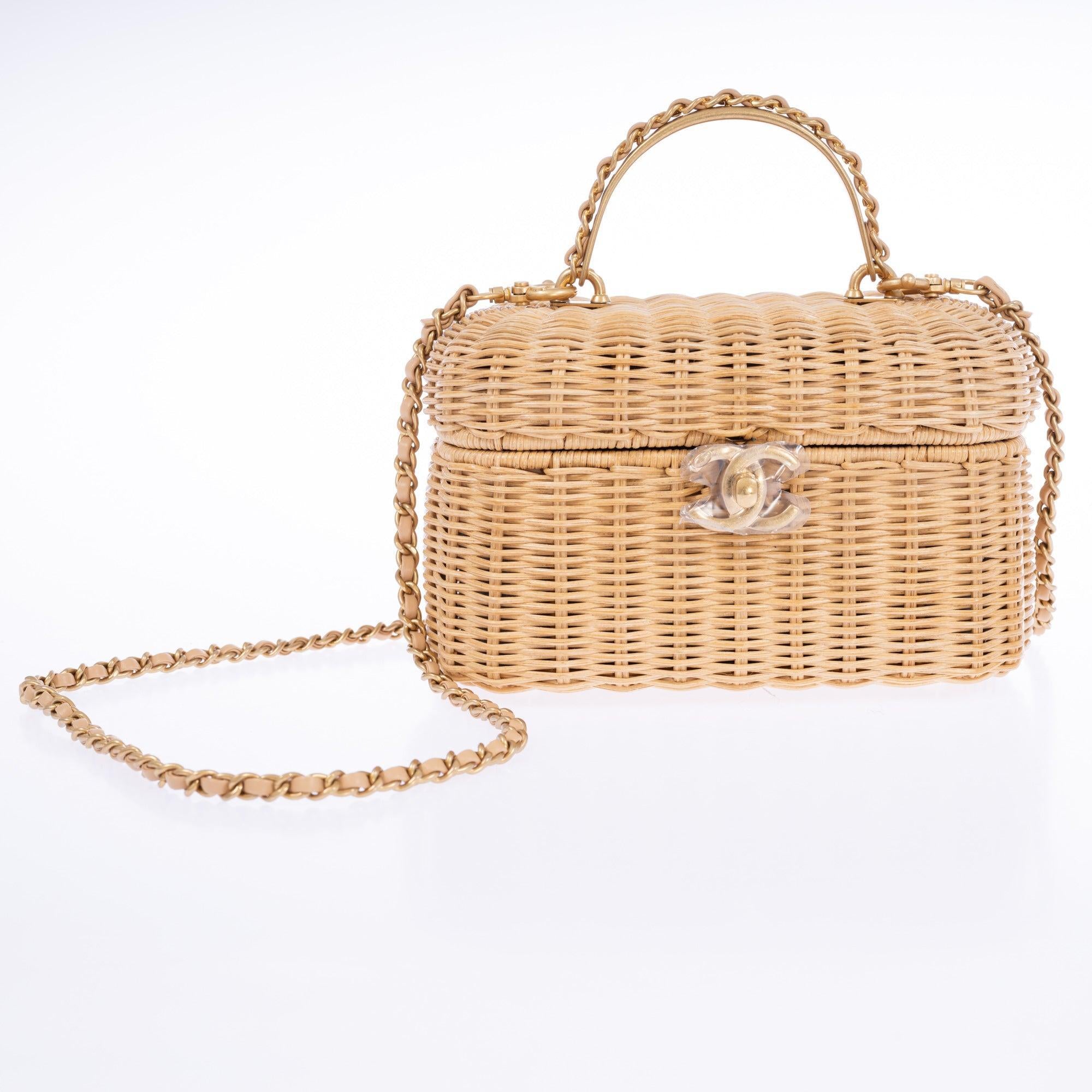 Chanel Vanity Case Braided Rattan Gold Hardware