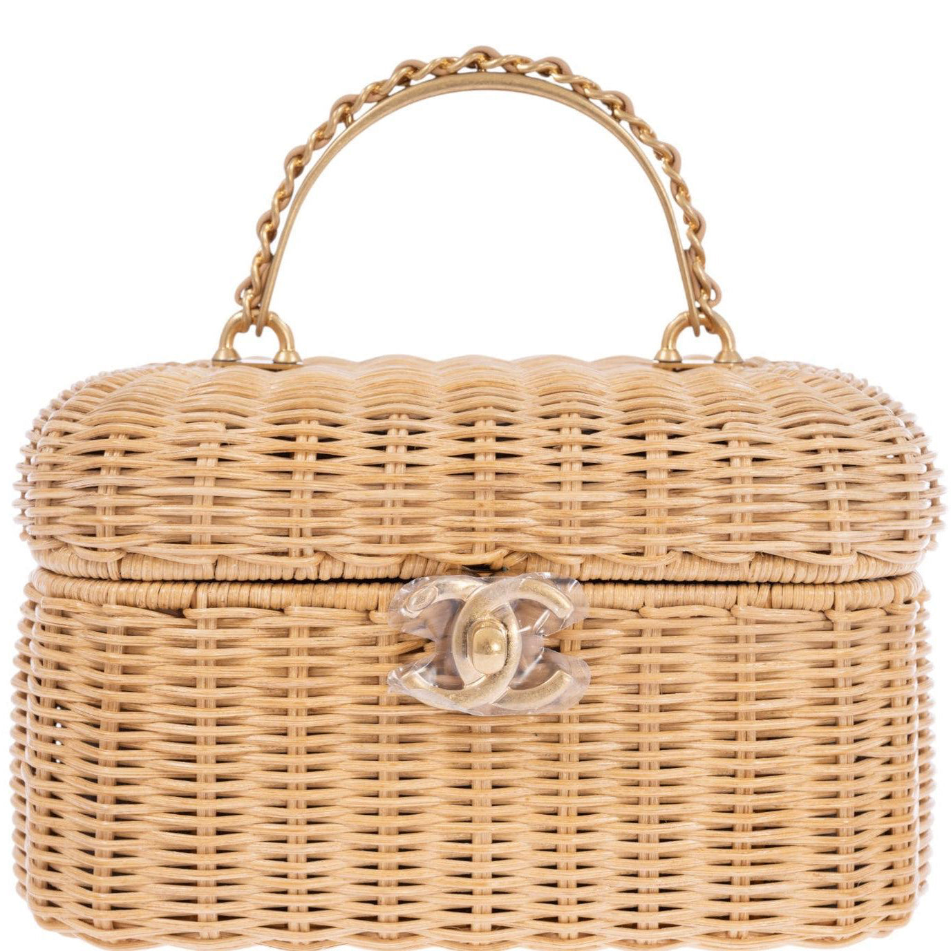Chanel Vanity Case Braided Rattan Gold Hardware | JANEFINDS