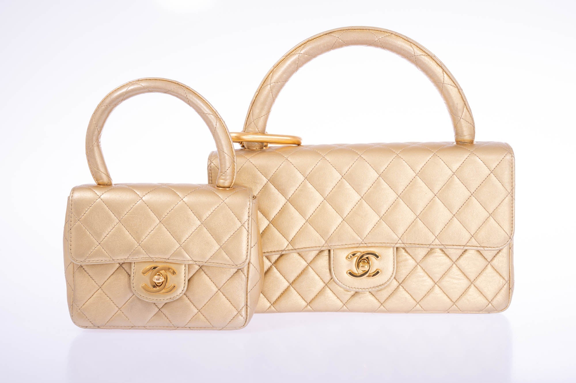 Chanel Vintage 1992 Classic Flap two-in-one Gold Metallic Bag