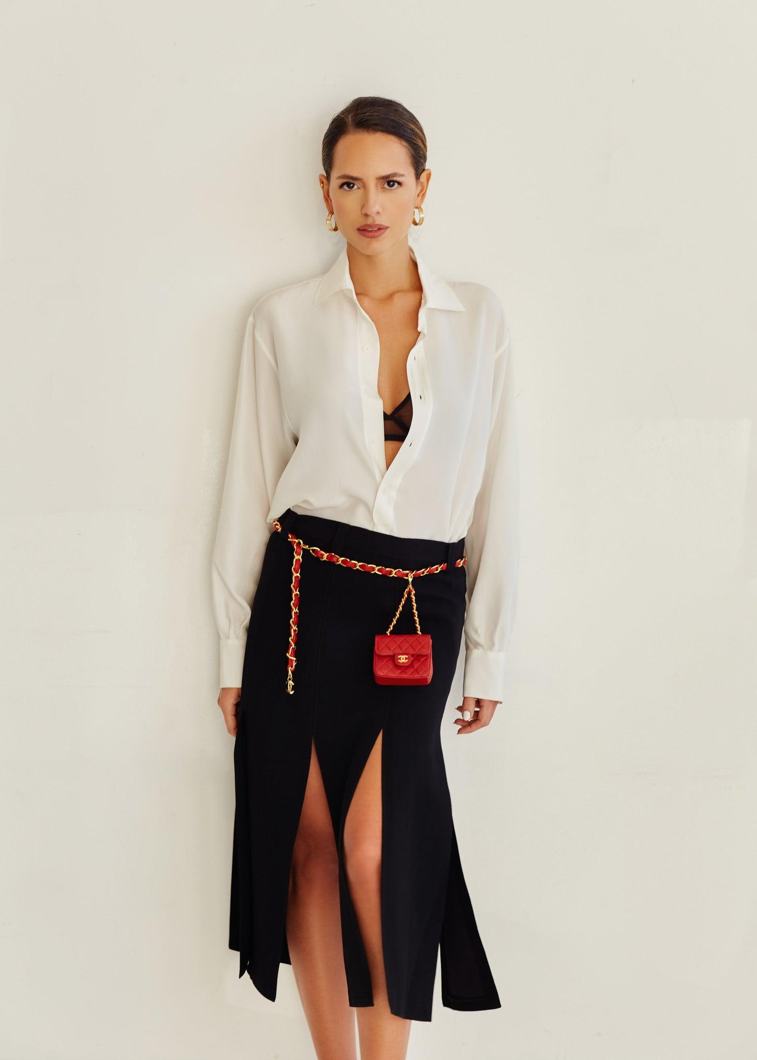 Chanel Vintage Micro Mini Classic Flap Belt Bag Red Quilted Lambskin Gold Hardware 1990s