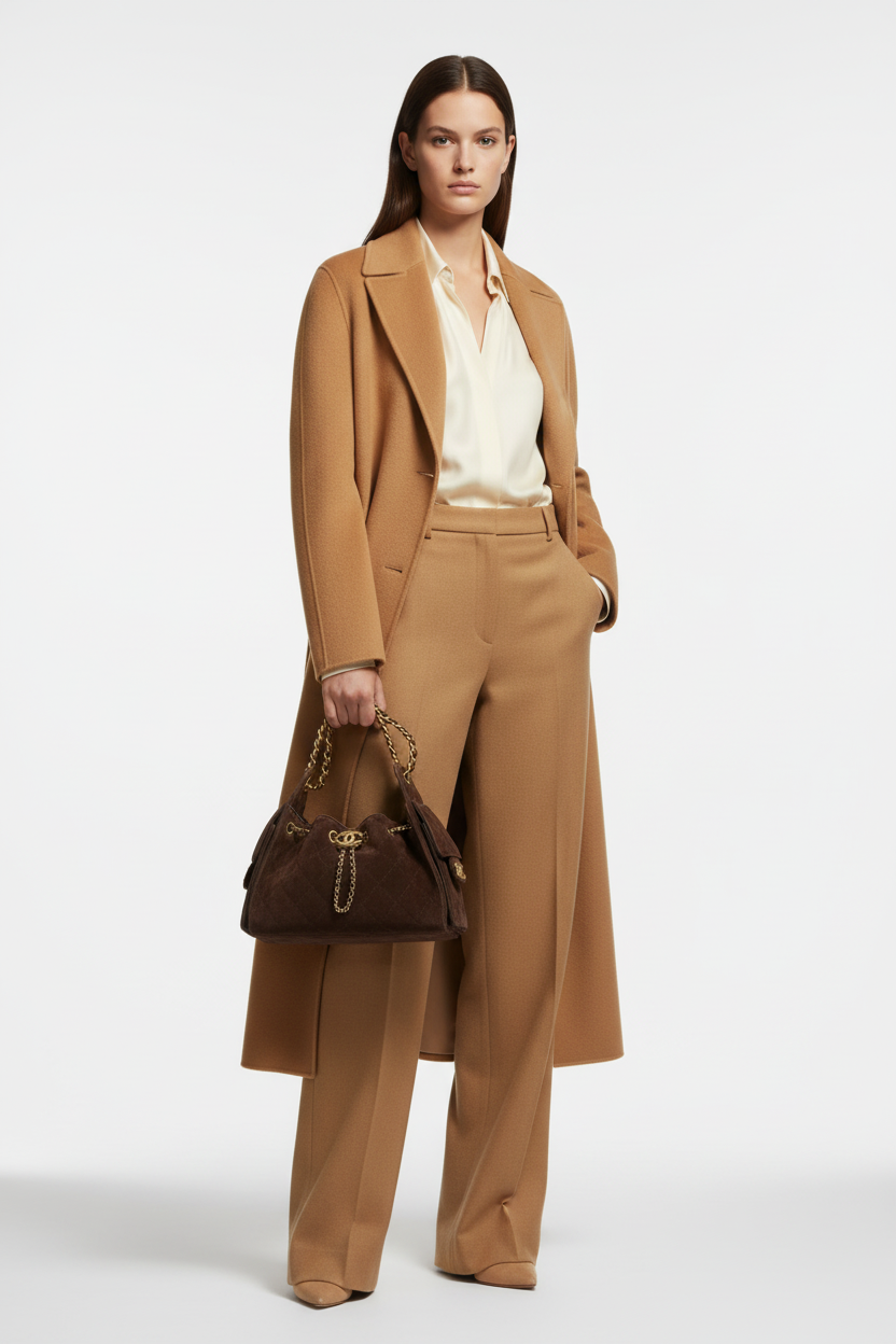 Chanel 25 Mini Dark Brown Suede Calfskin Gold Hardware