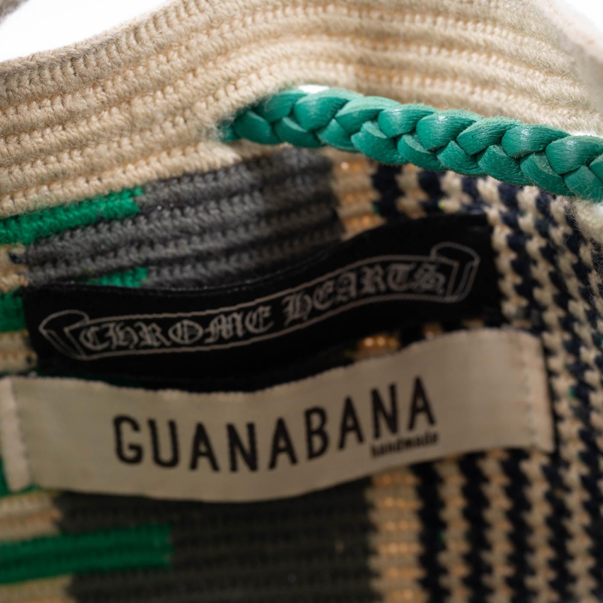 Chrome Hearts x Guanabana Woven Bucket Bag Green/Beige Cross Patches Sterling Silver