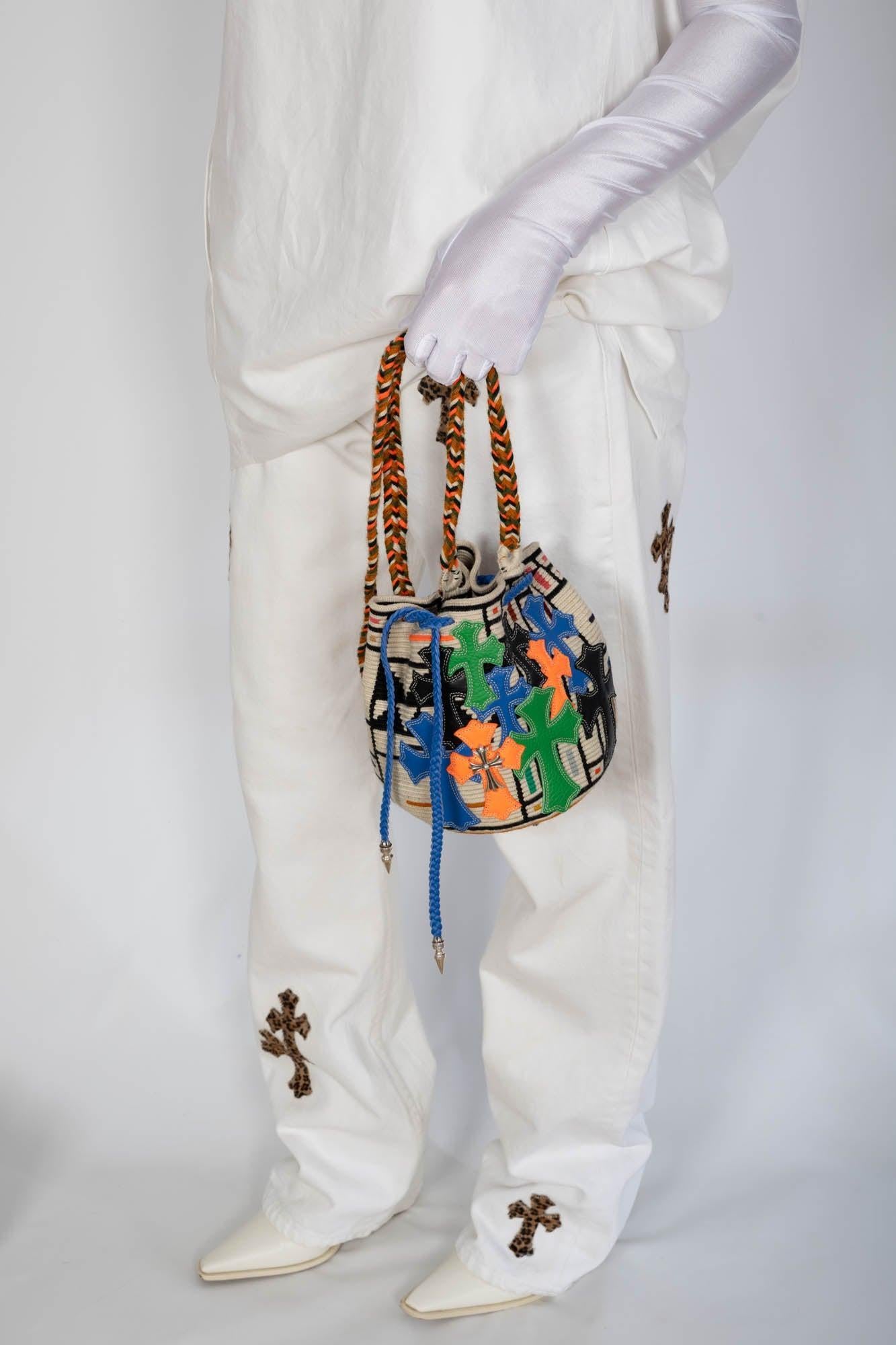 Chrome Hearts x Guanabana Woven Bucket Bag Multi-Color Cross Patches Sterling Silver