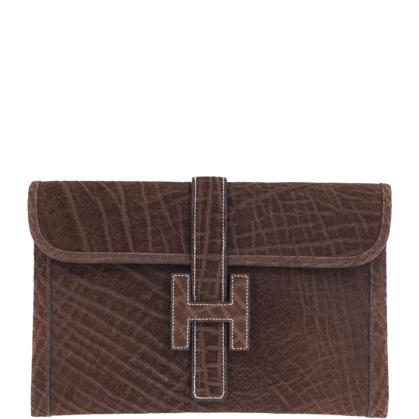 Hermès Jige 29 Elephant Leather Brown Contrast Stitching