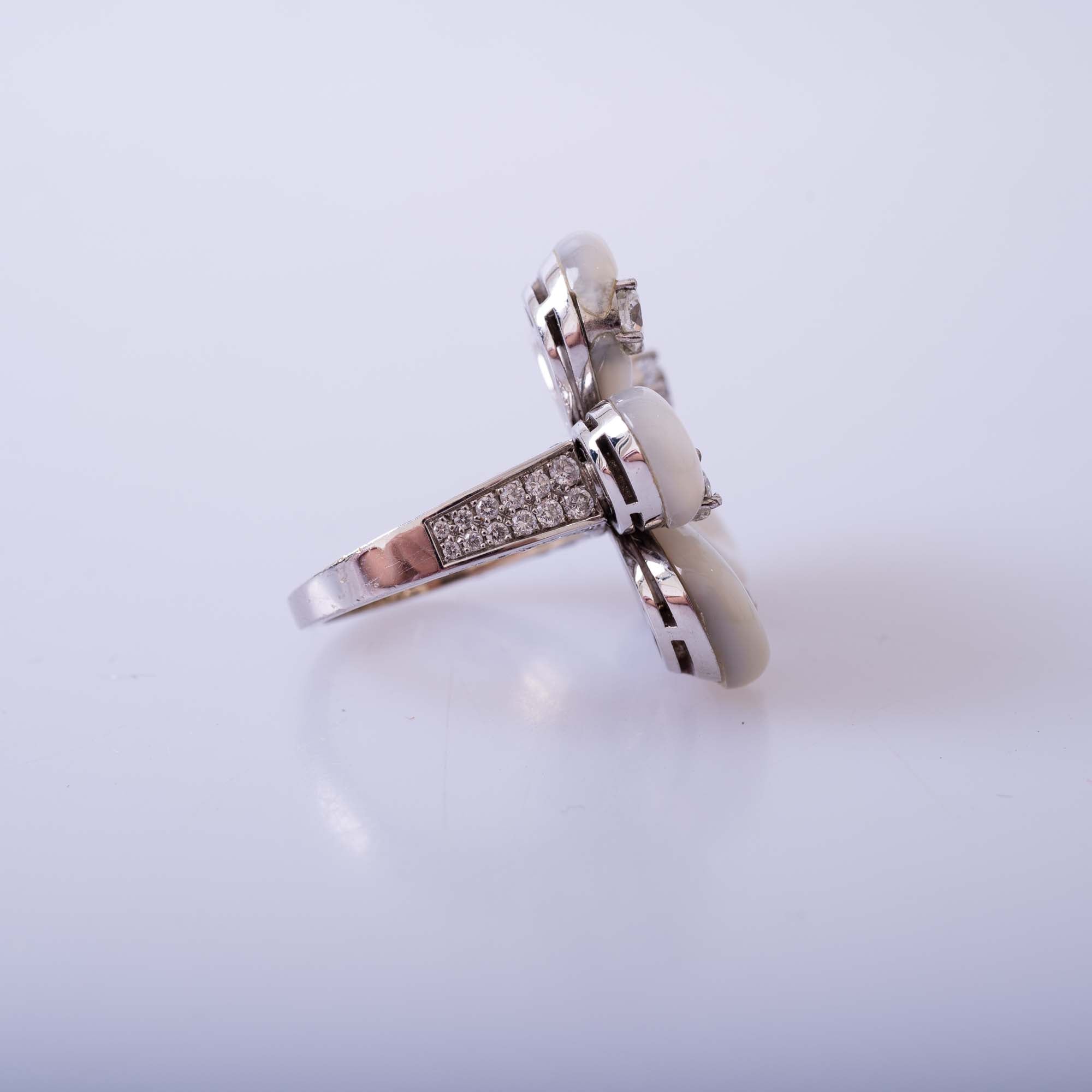 Estate Jewelry Bulgari Mother of Pearl and Diamond Flower Ring