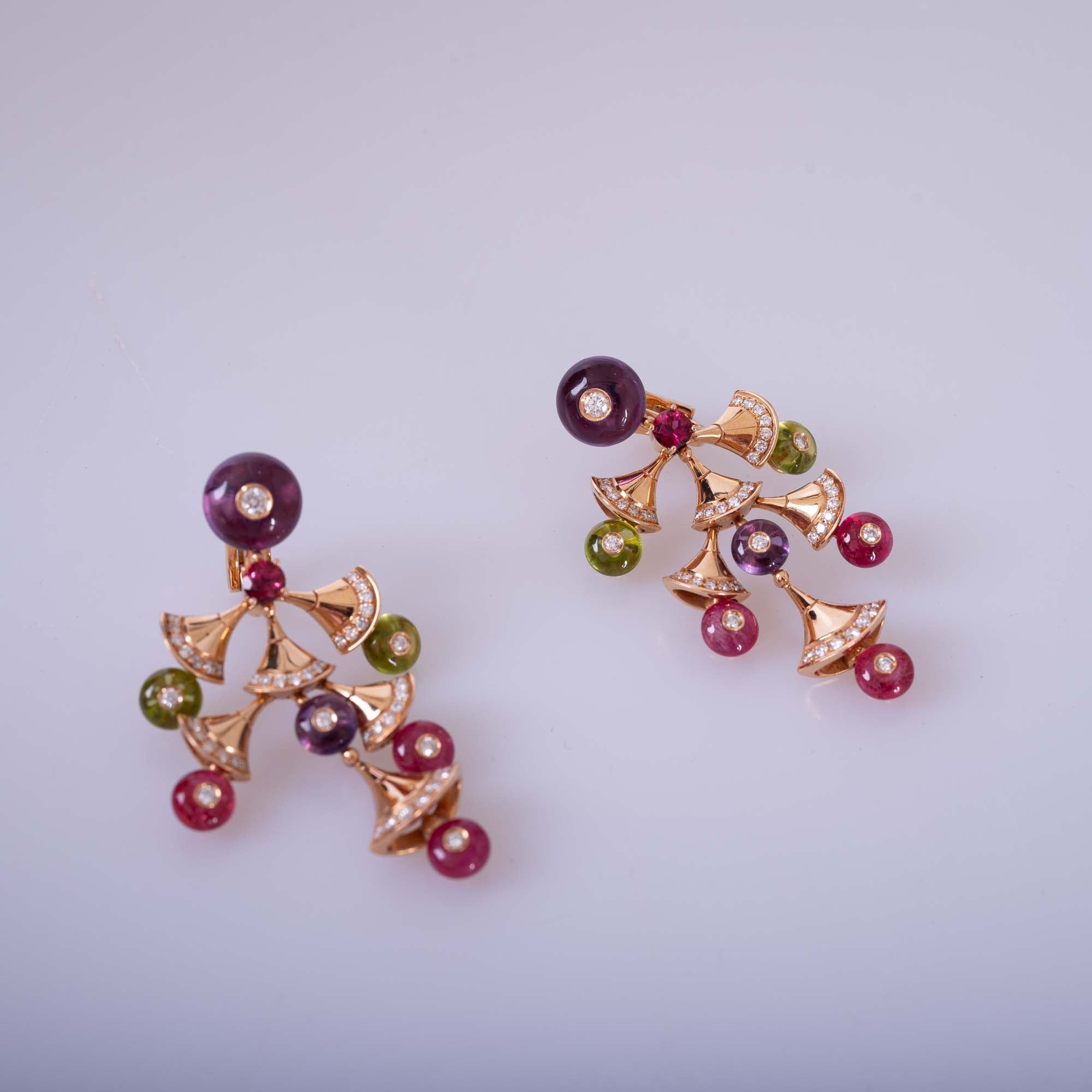 Estate Jewelry Bulgari Multi-Gem and Diamond Divas' Dream Earrings