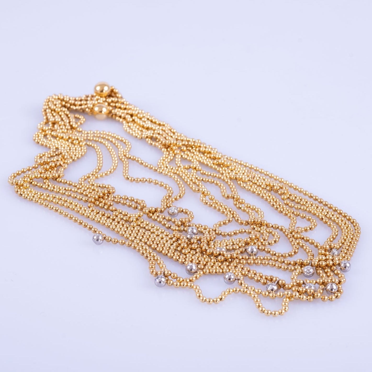 Estate Jewelry Cartier Draperie De Décolleté 18K Gold & Diamond 18 Row Necklace