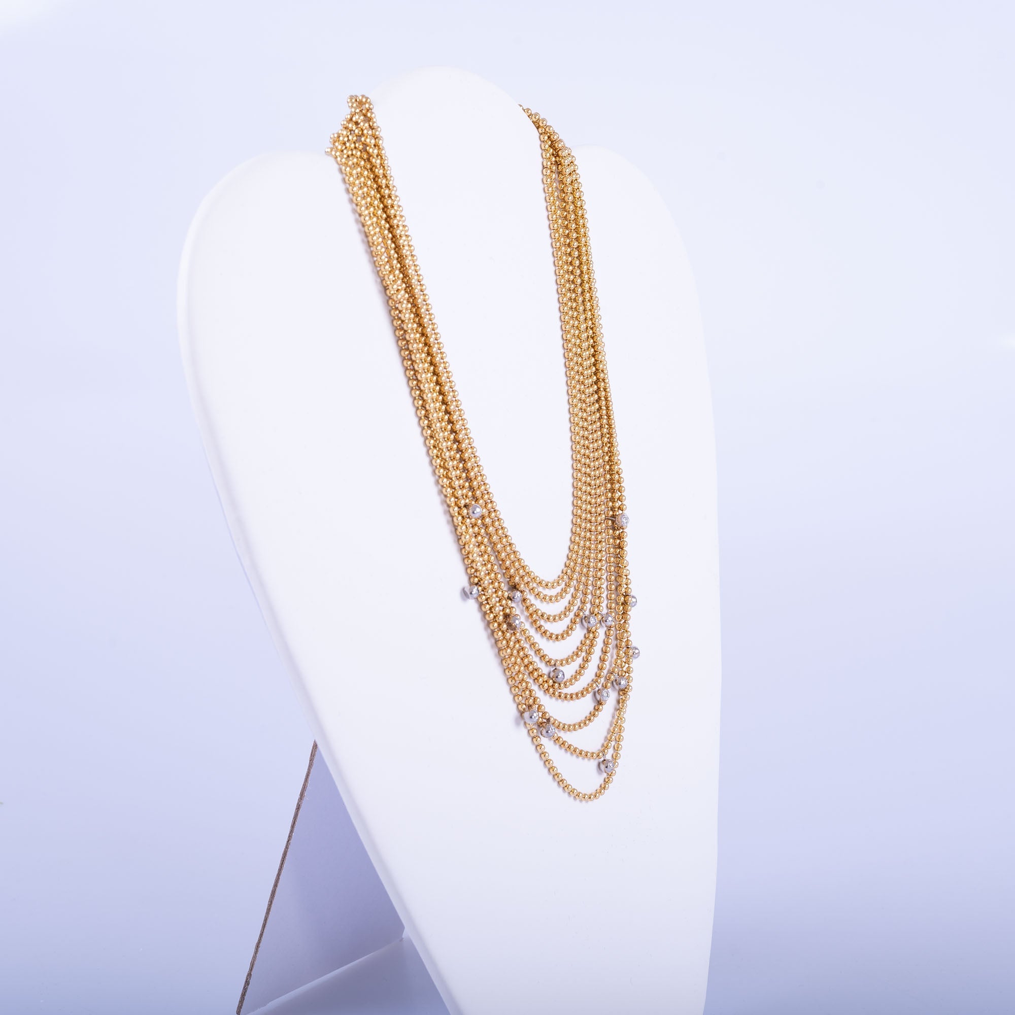 Estate Jewelry Cartier Draperie De Décolleté 18K Gold & Diamond 18 Row Necklace