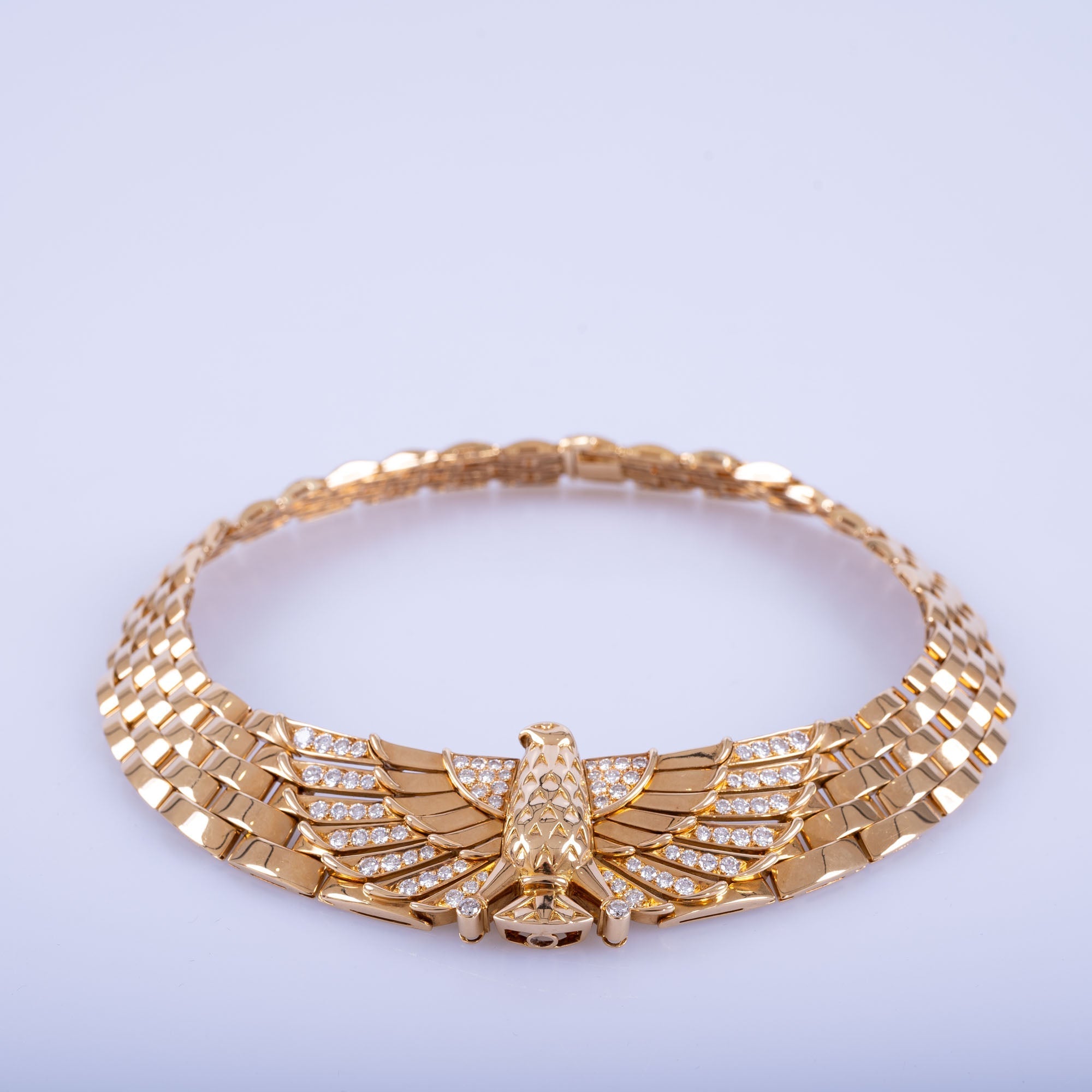 Estate Jewelry Cartier Gold and Diamond Egyptian Falcon Horus Collar