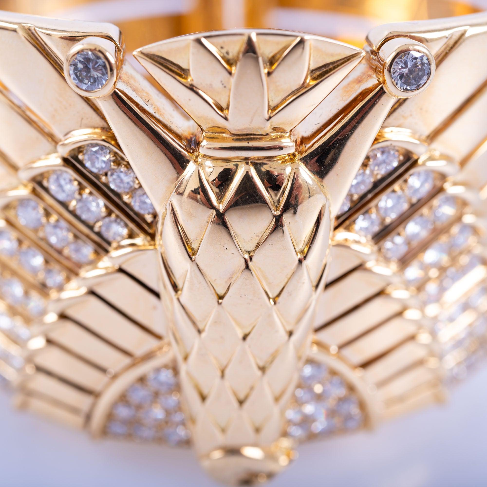 Estate Jewelry Cartier Gold and Diamond Egyptian Horus Falcon Bracelet