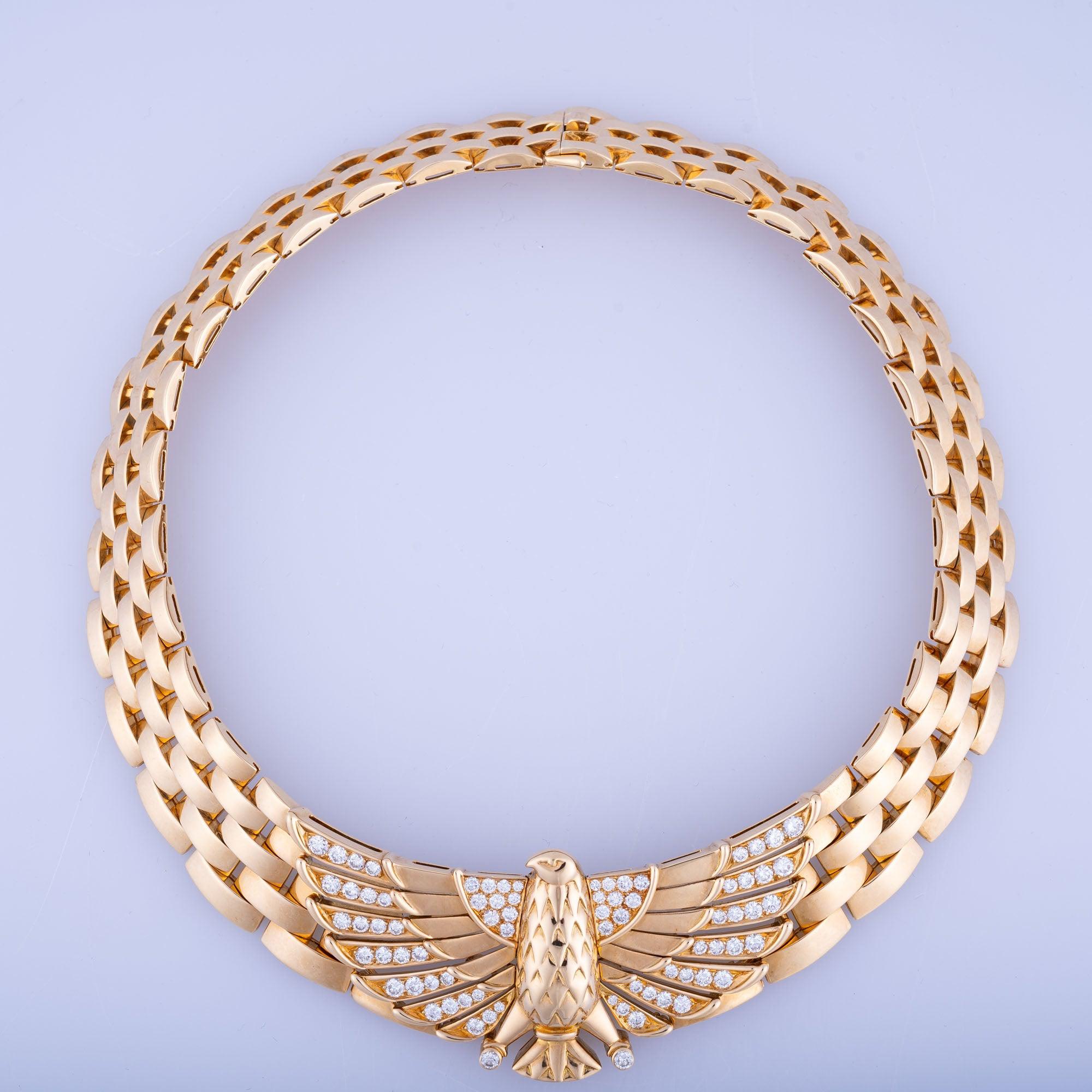 Estate Jewelry Collection - Cartier Gold and Diamond Egyptian Falcon Horus Collar