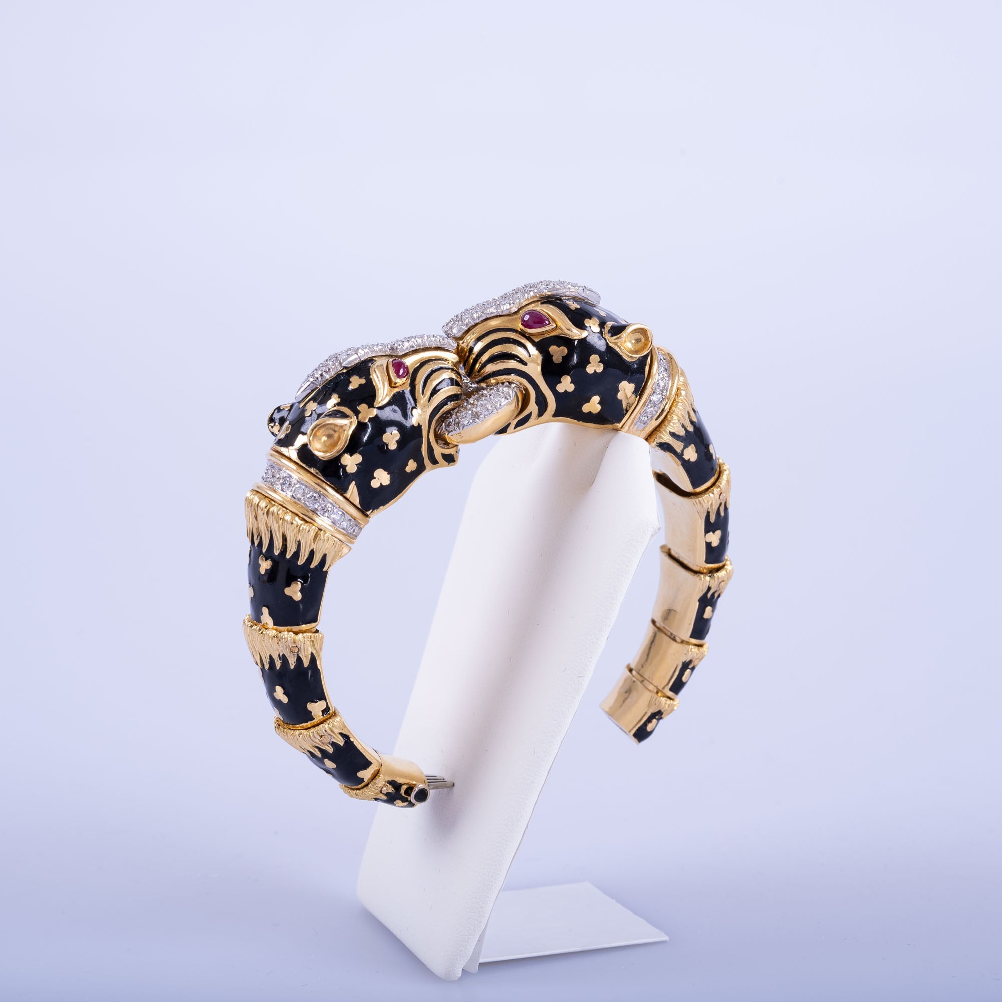 Estate Jewelry David Webb Double Leopard Bracelet