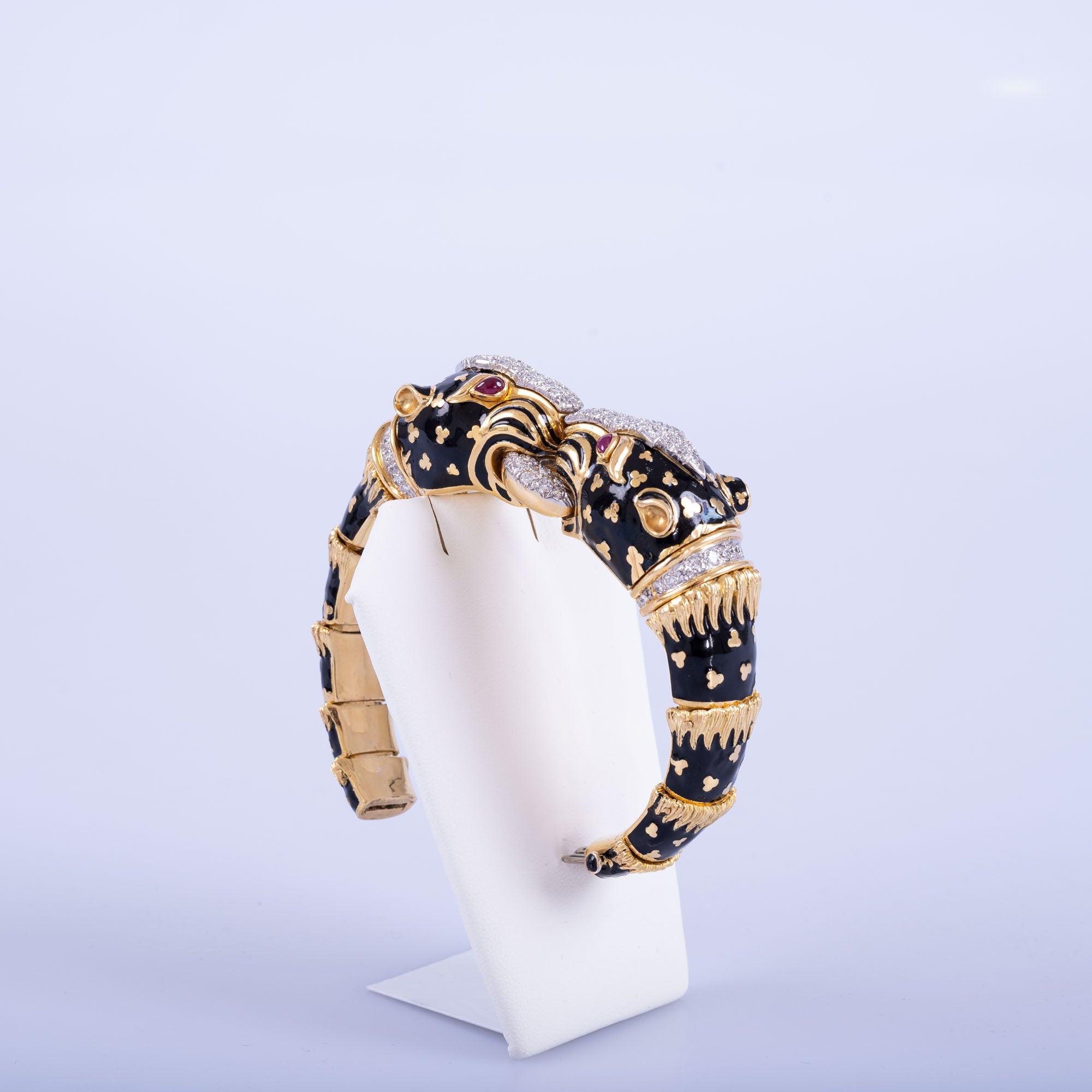 Estate Jewelry David Webb Double Leopard Bracelet