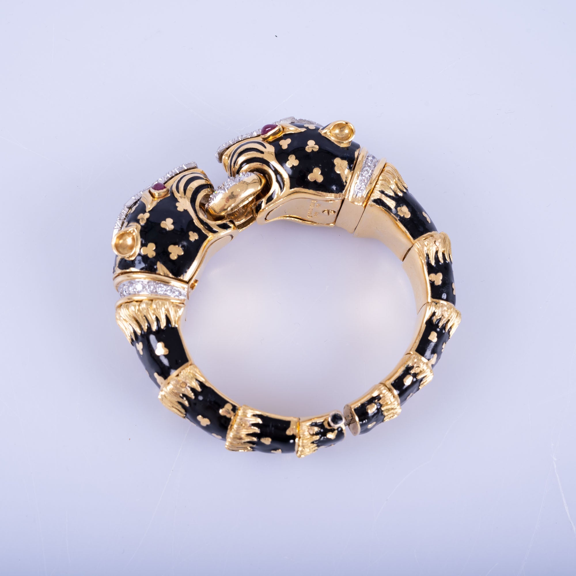 Estate Jewelry David Webb Double Leopard Bracelet