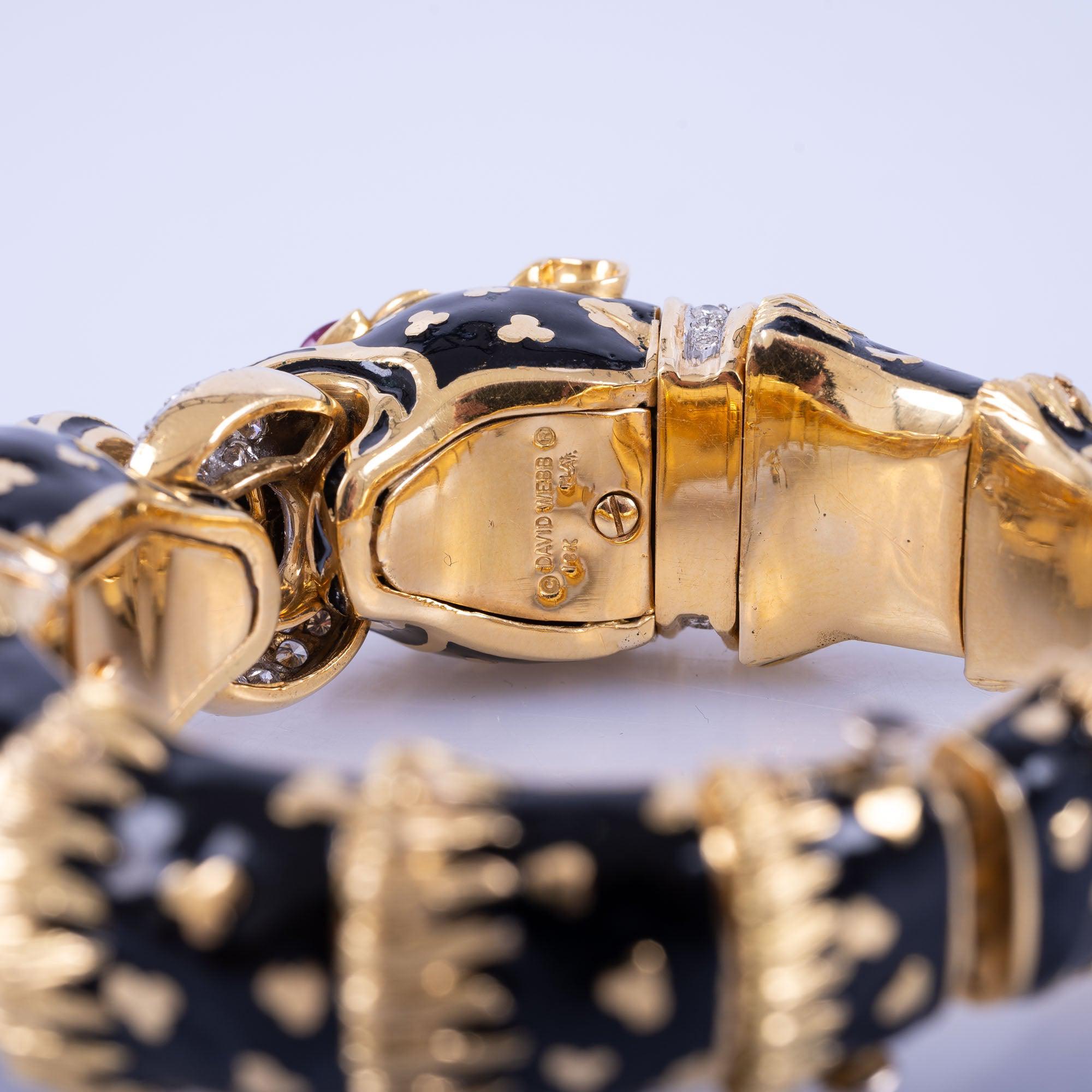 Estate Jewelry David Webb Double Leopard Bracelet