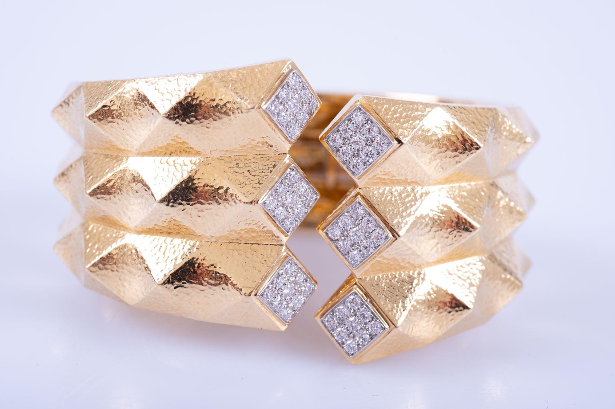 Estate Jewelry David Webb Origami Cuff Bracelet