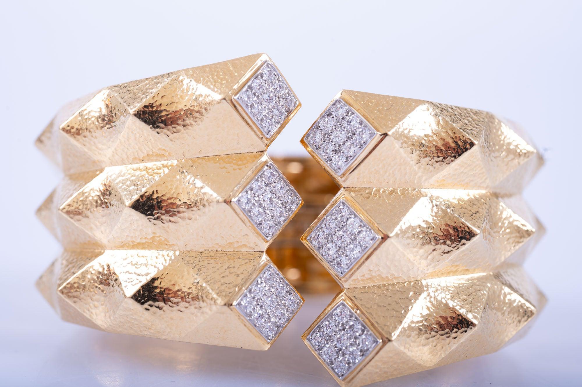 Estate Jewelry David Webb Origami Cuff Bracelet