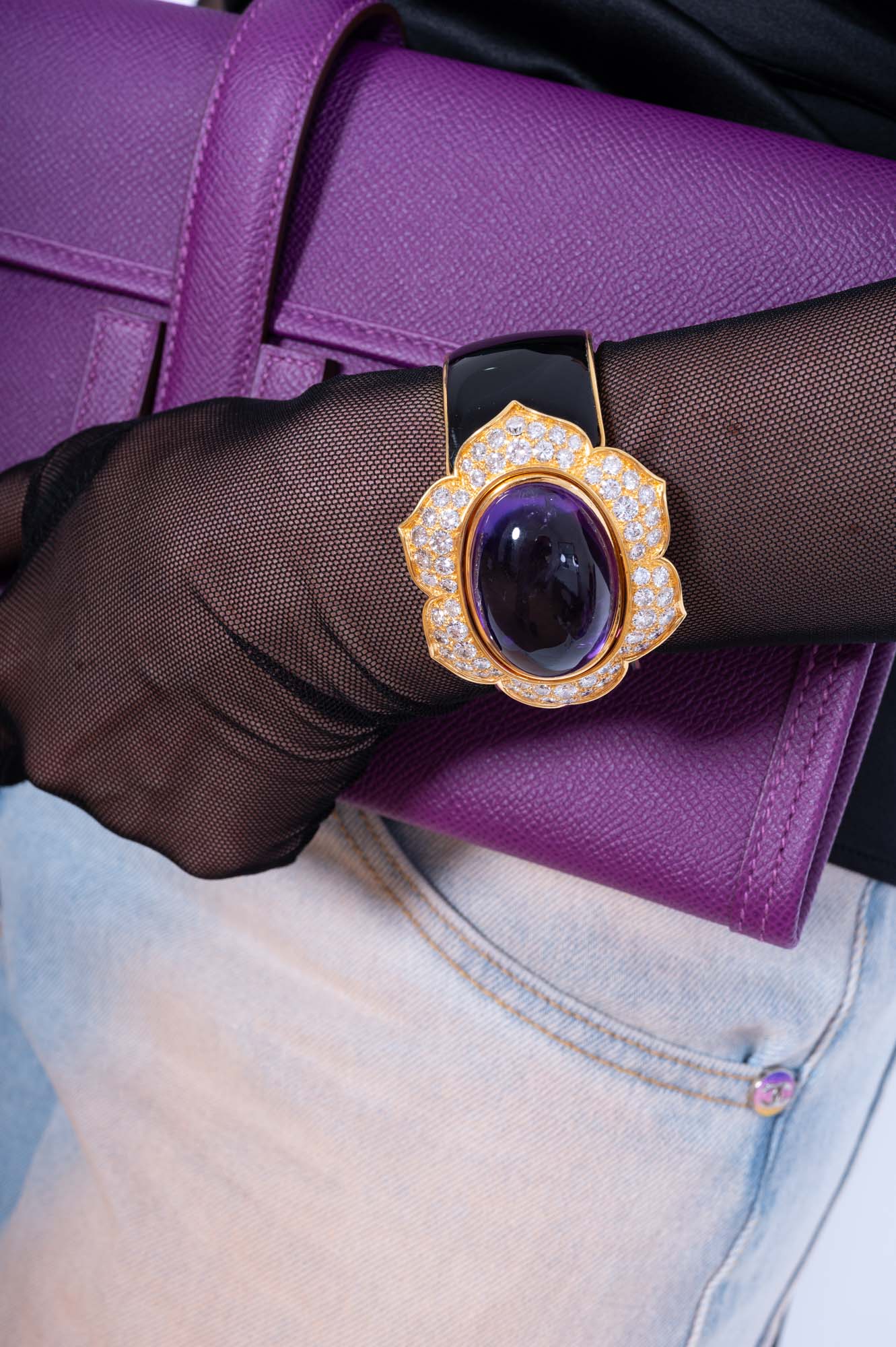 Estate Jewelry Vintage Amethyst and Diamond Bracelet