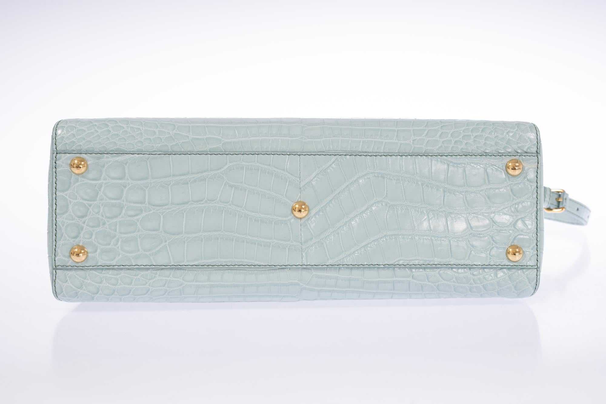 Fendi Peekaboo Medium Pale Blue Crocodile Soft Gold Hardware