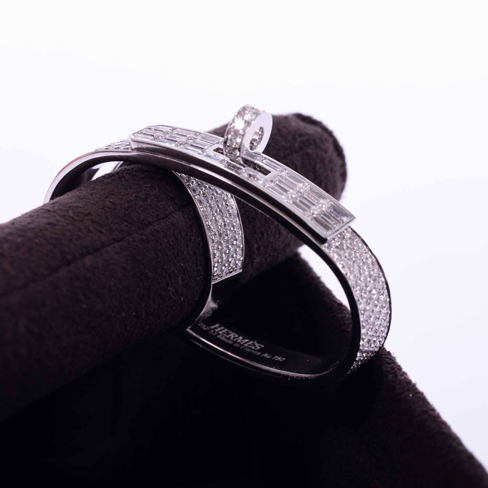 Hermès 18K White Gold & Diamond Kelly Gavroche Double Ring