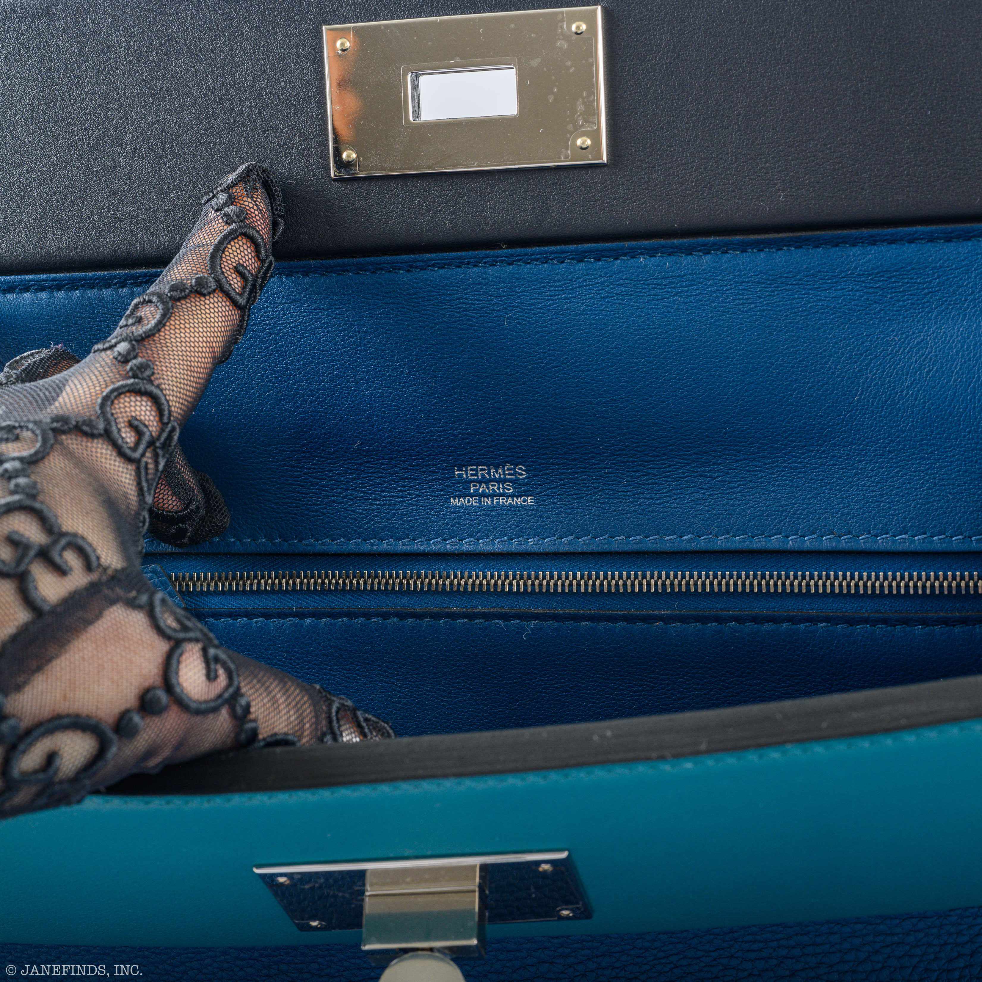 Hermès 24/24 29 Deep Blue Togo and Vert Bosphore Swift Palladium Hardware