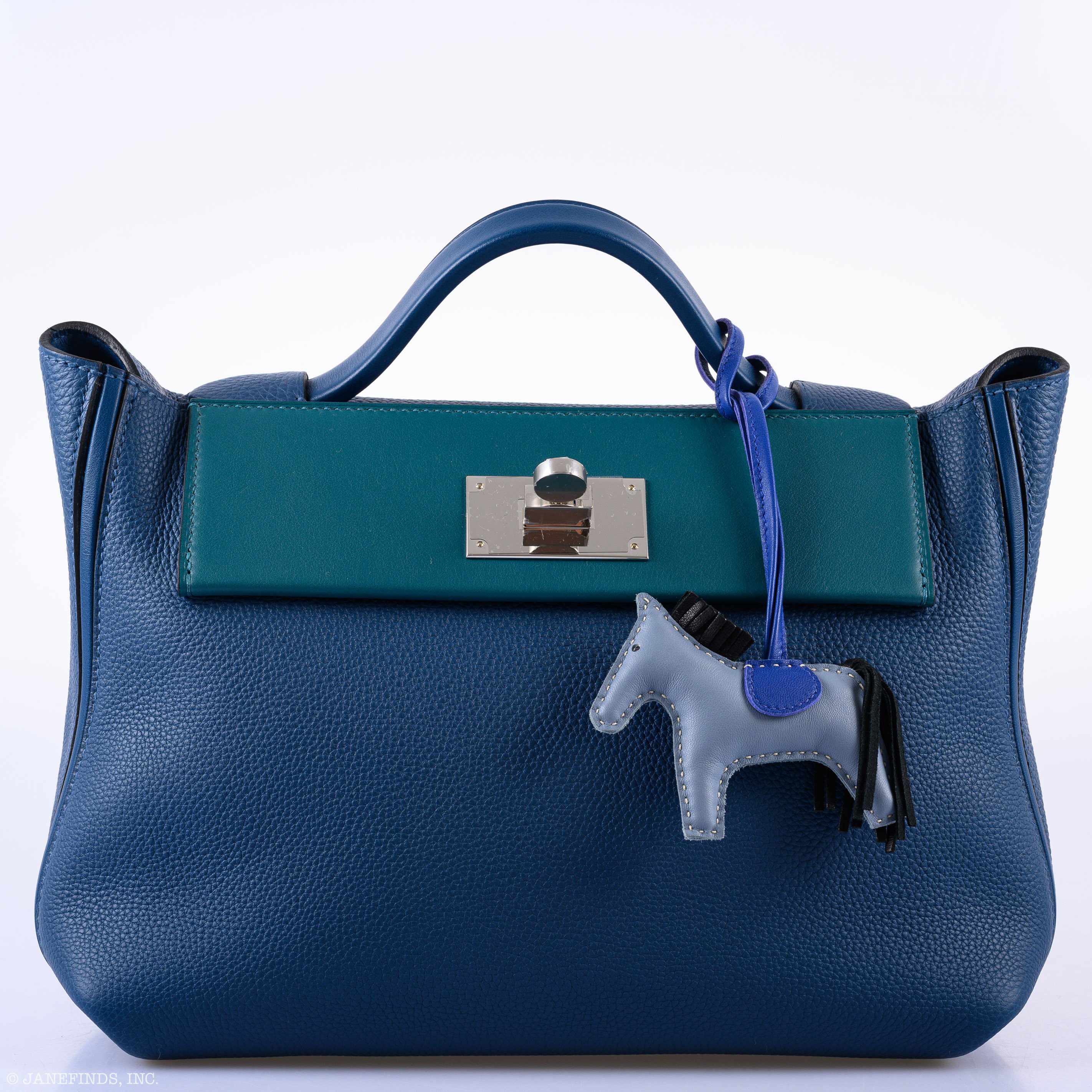 Hermès 24/24 29 Deep Blue Togo and Vert Bosphore Swift Palladium Hardware