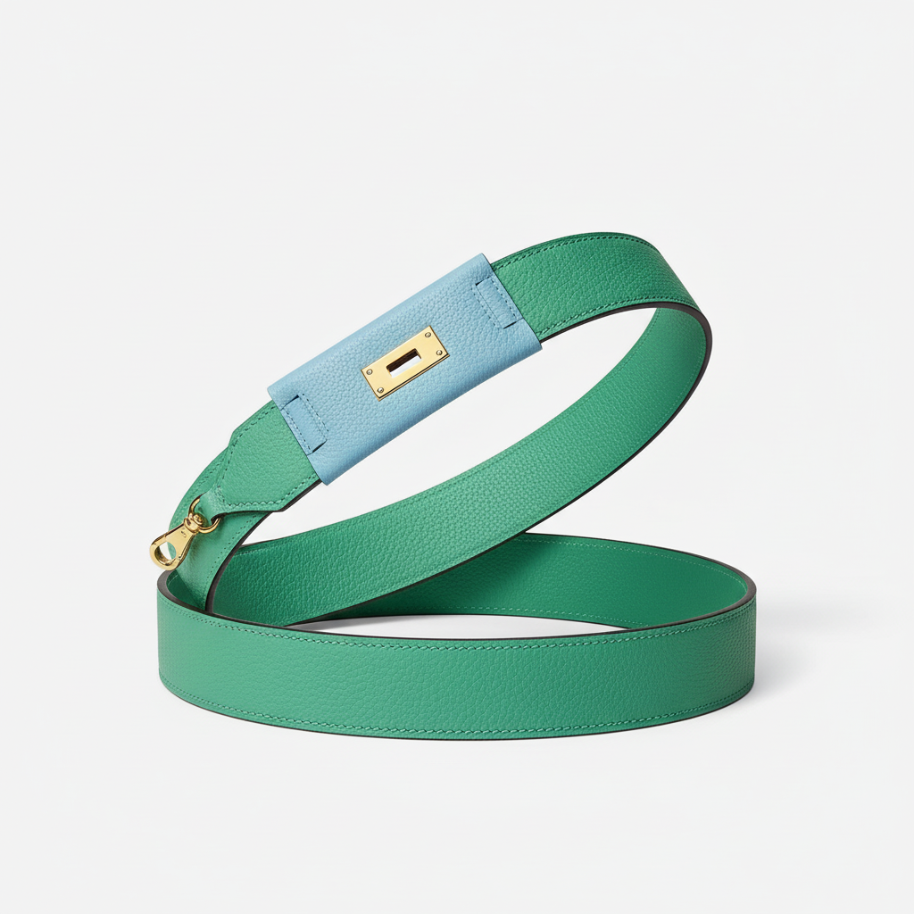 Hermès Bandouliere Kelly Pochette Shoulder Strap Menthe Swift and Celeste Epsom Gold hardware