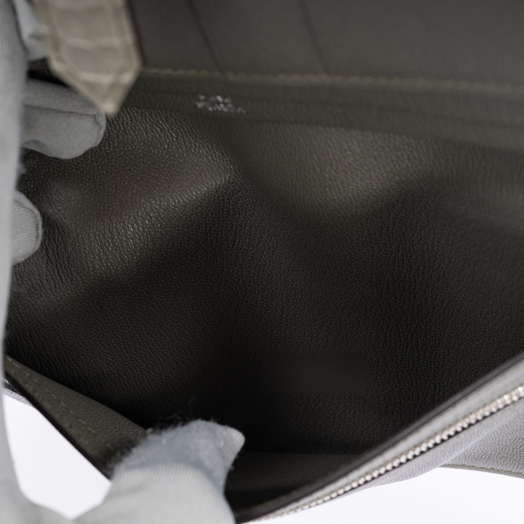 Hermès Béarn Soufflet Gris Ciment Shiny Alligator Palladium