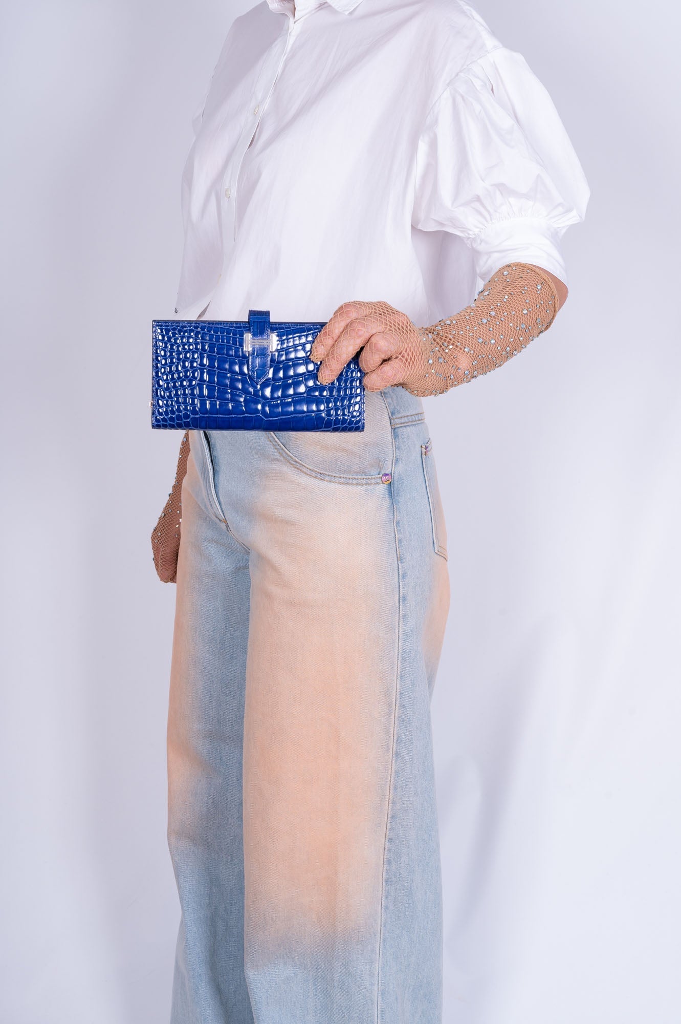 Hermès Bearn Wallet Bleu Électrique Shiny Nilo Croc Palladium Hardware