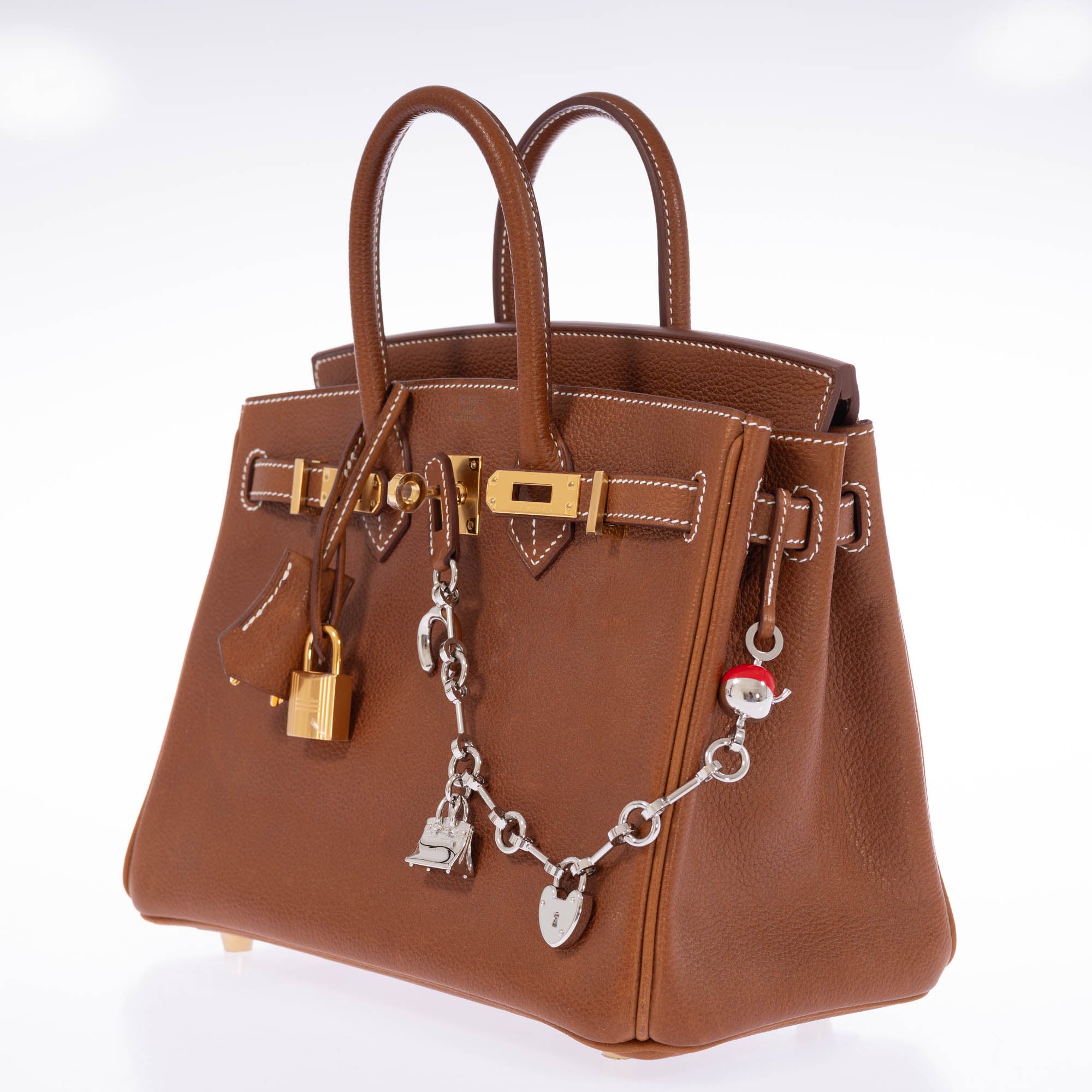 Hermès Bijou de Birkin Charm Gold Leather Palladium Hardware