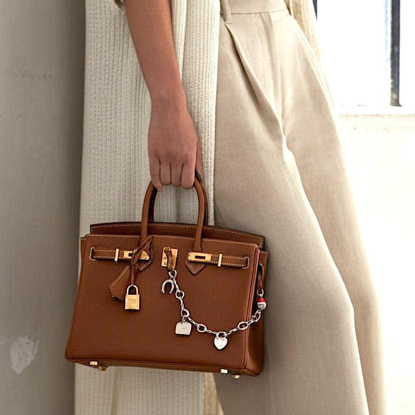 Hermès Bijou de Birkin Charm Gold Leather Palladium Hardware