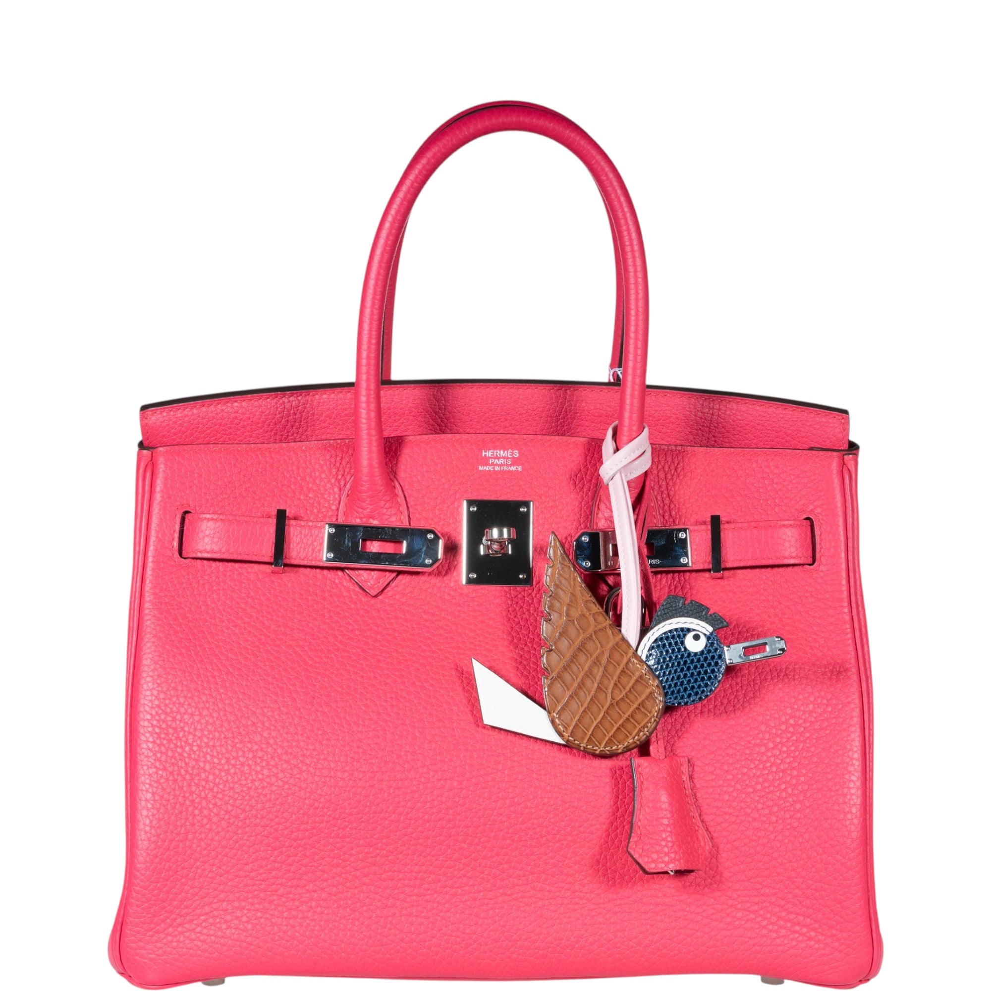 Hermès Birdy Bag Charm Fauve Matte Alligator Blue Lizard Rose Sakura Nata