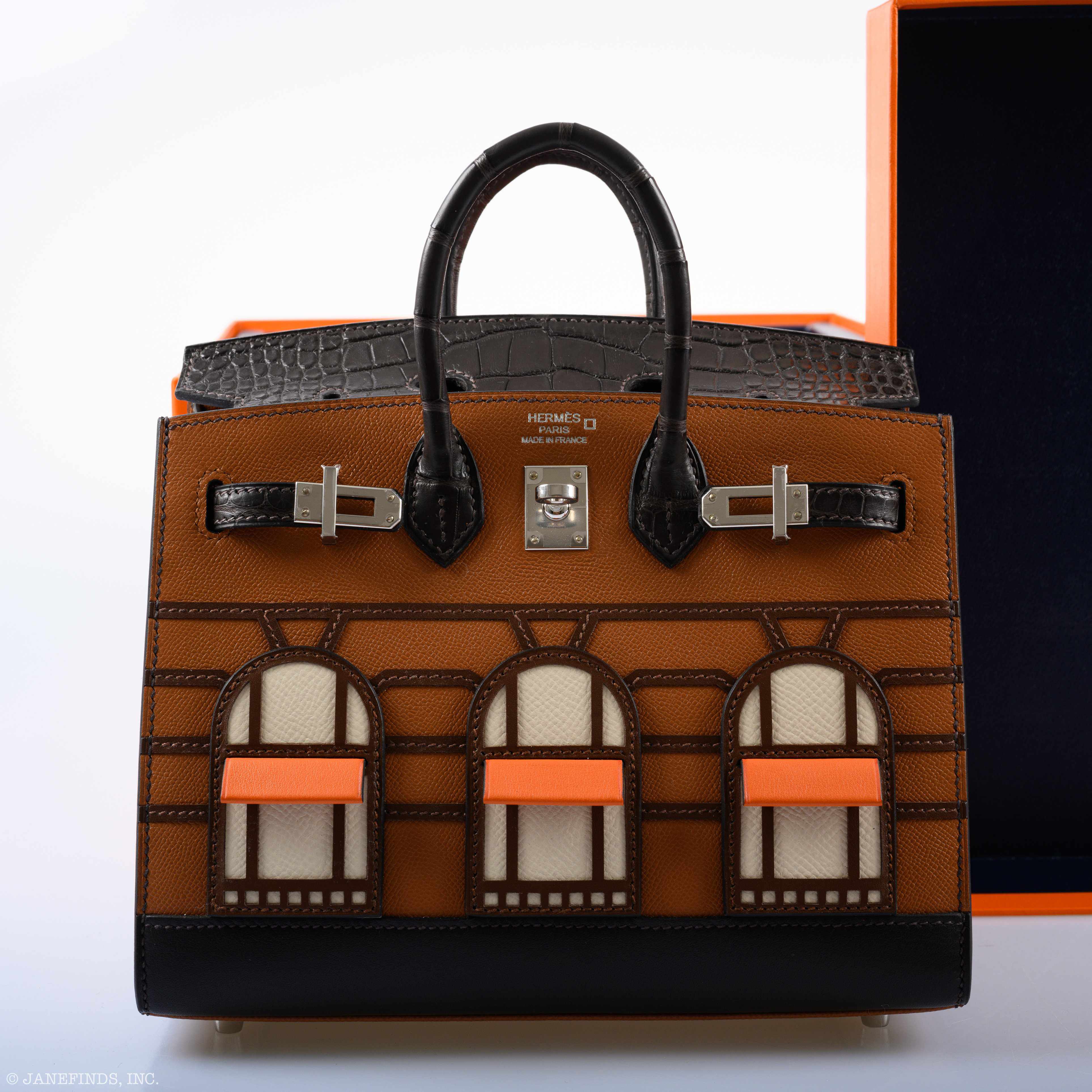 Hermès Birkin 20 Faubourg "Day" Sellier Gold Madame, Ebène Matte Alligator, Sombrero, Swift & Epsom with Palladium Hardware