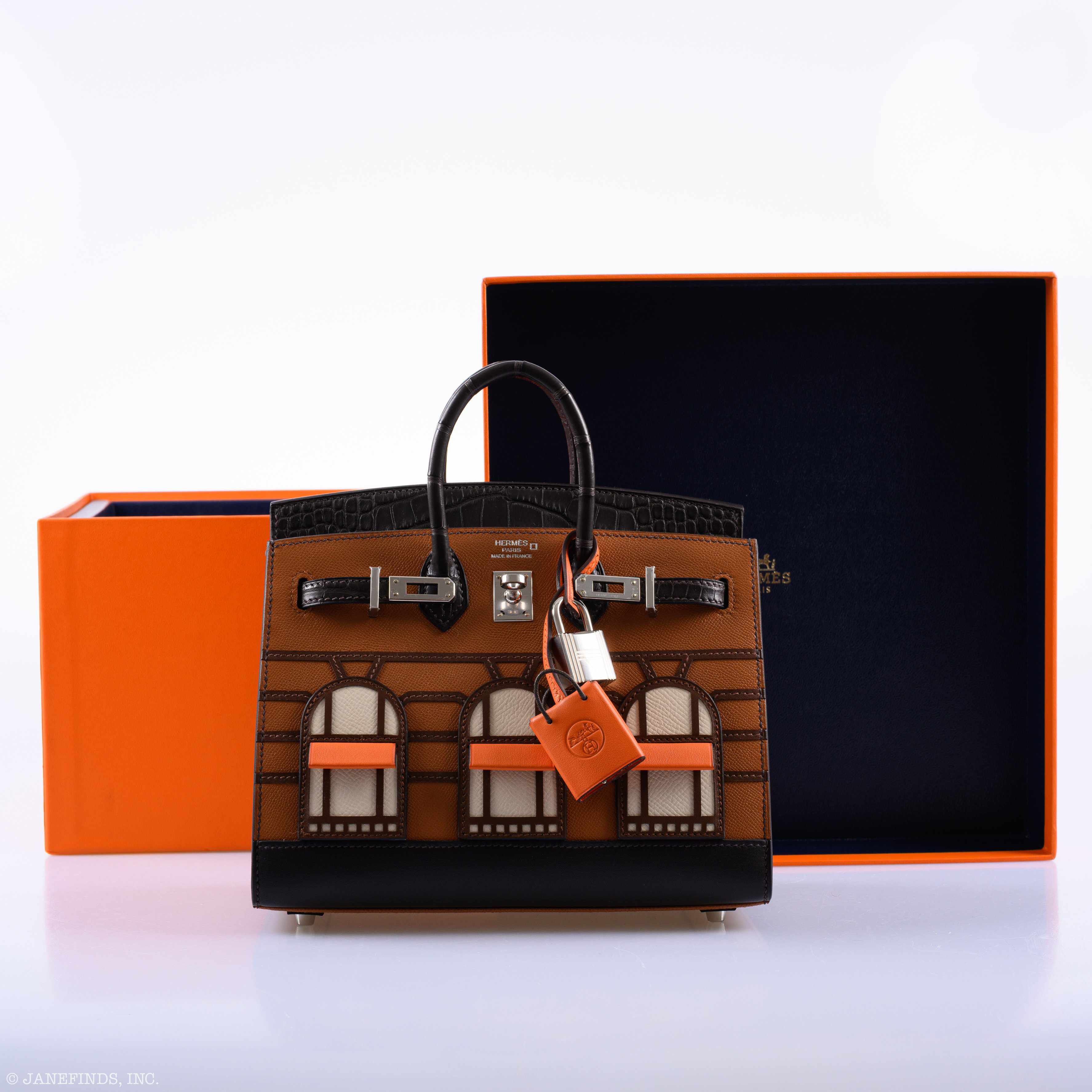 Hermès Birkin 20 Faubourg "Day" Sellier Gold Madame, Ebène Matte Alligator, Sombrero, Swift & Epsom with Palladium Hardware