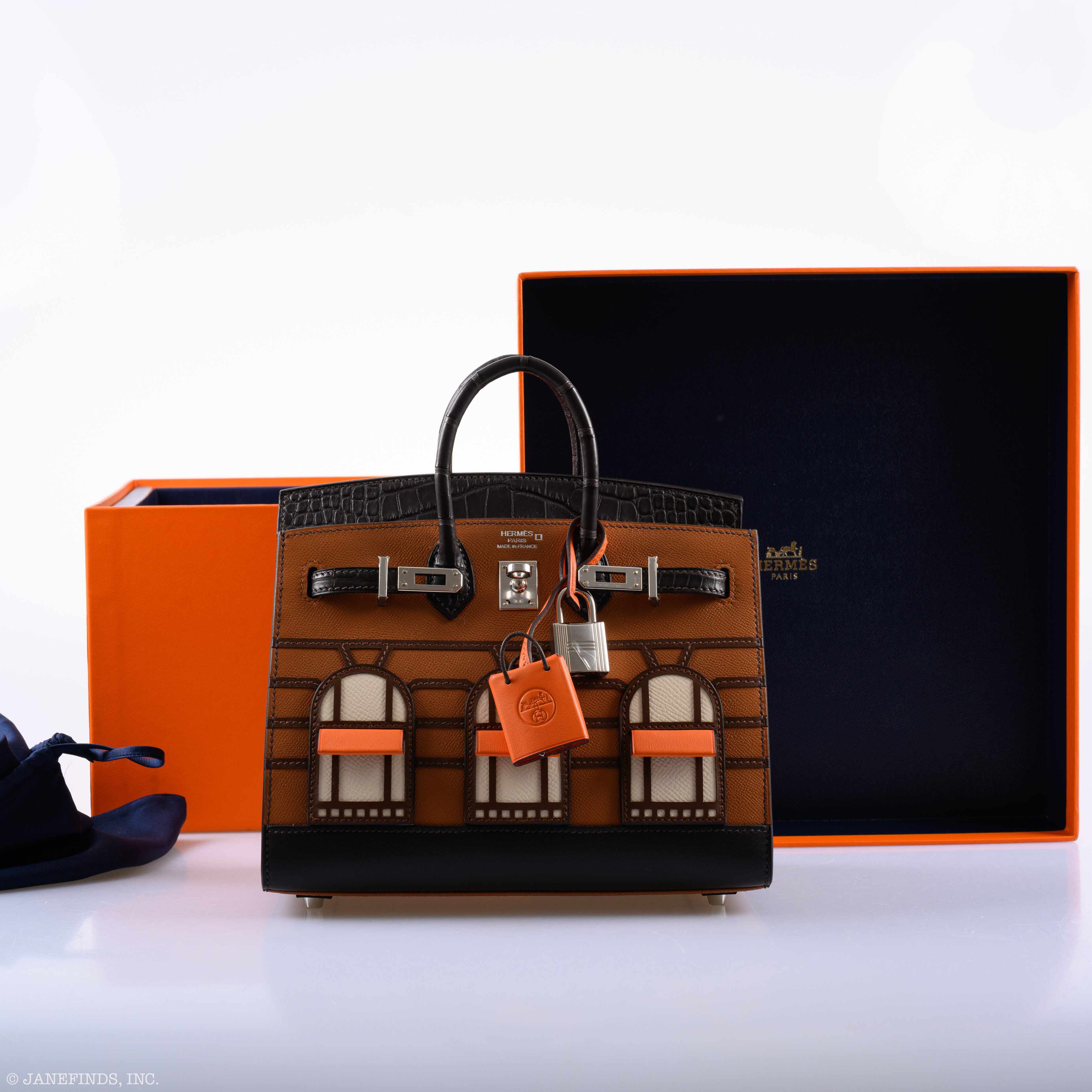 Hermès Birkin 20 Faubourg "Day" Sellier Gold Madame, Ebène Matte Alligator, Sombrero, Swift & Epsom with Palladium Hardware