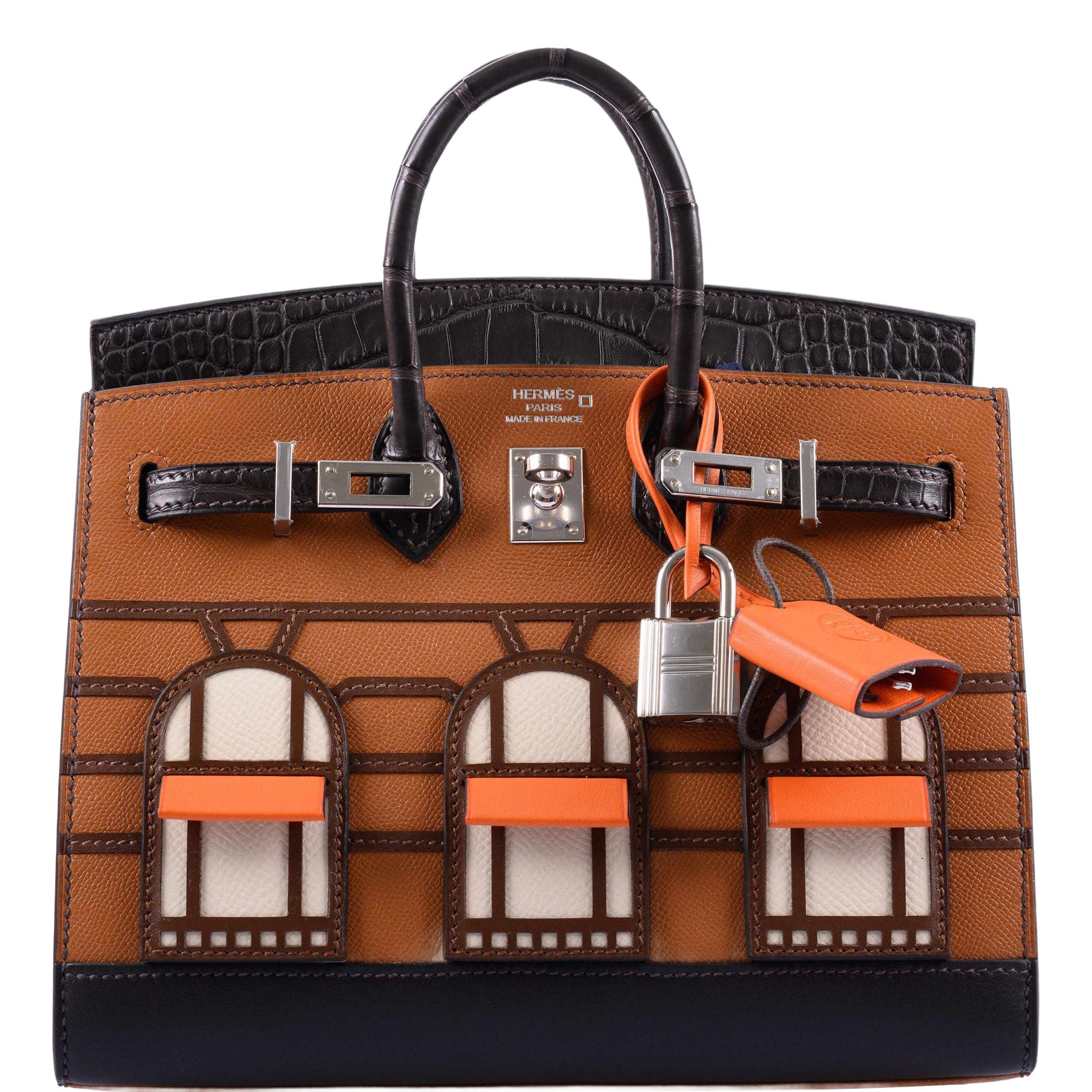 Hermès Birkin 20 Faubourg "Day" Sellier Gold Madame, Ebène Matte Alligator, Sombrero, Swift & Epsom with Palladium Hardware