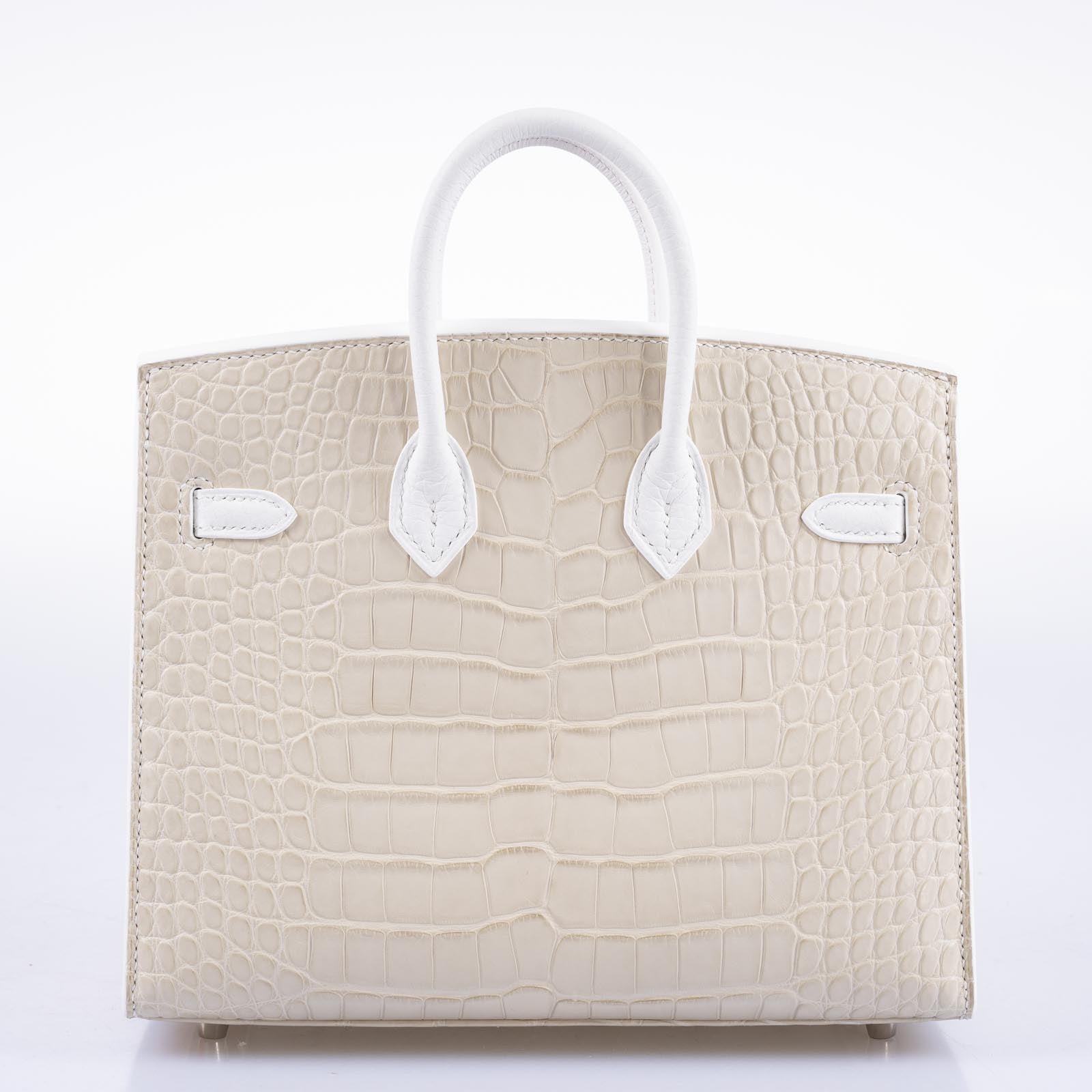 Hermès Birkin 20 Sellier Faubourg Snow Béton Matte Alligator White Togo Blue Brume Chèvre Orange H Swift Palladium Hardware