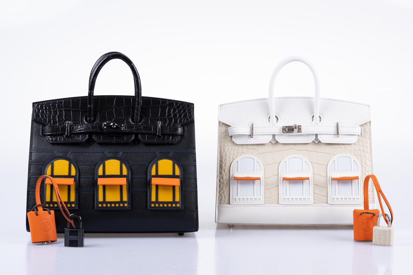 Hermès Birkin 20 Faubourg Sellier Beton Matte Alligator, White Togo, Swift, Sombrero with Craie Swift and Orange H Swift, Blue Brume Chévre with Palladium Hardware