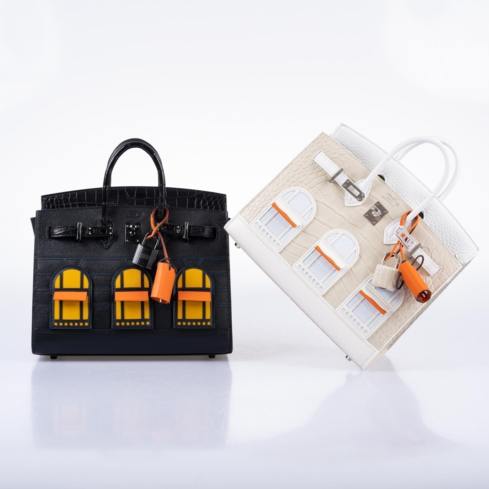 Hermès Birkin 20 Faubourg Sellier Black Matte Alligator, Black Madame, Swift, Sombrero, Orange H Swift Jaune Swift Black Matte Hardware