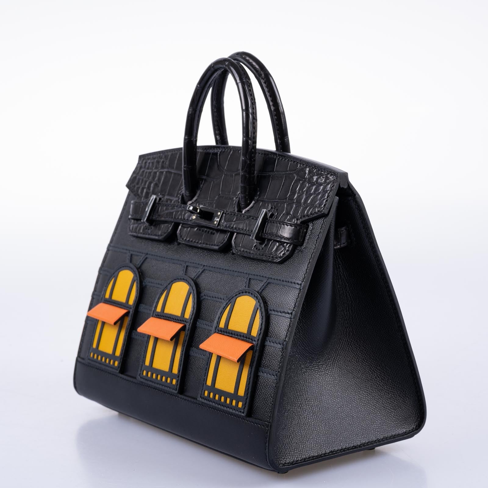 Hermès Birkin 20 Faubourg Sellier Black Matte Alligator, Black Madame, Swift, Sombrero, Orange H Swift Jaune Swift Black Matte Hardware