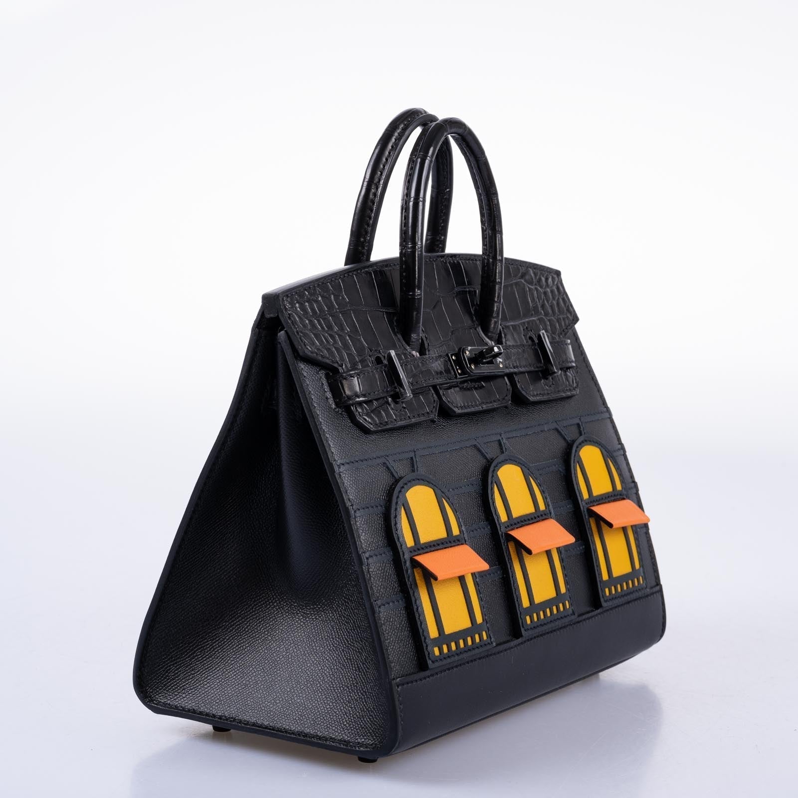 Hermès Birkin 20 Faubourg Sellier Black Matte Alligator, Black Madame, Swift, Sombrero, Orange H Swift Jaune Swift Black Matte Hardware