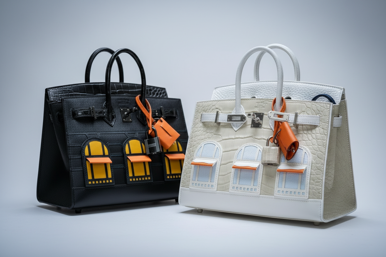 Hermès Birkin 20 Faubourg "Snow" Sellier Béton Matte Alligator &amp; White Togo Palladium Hardware