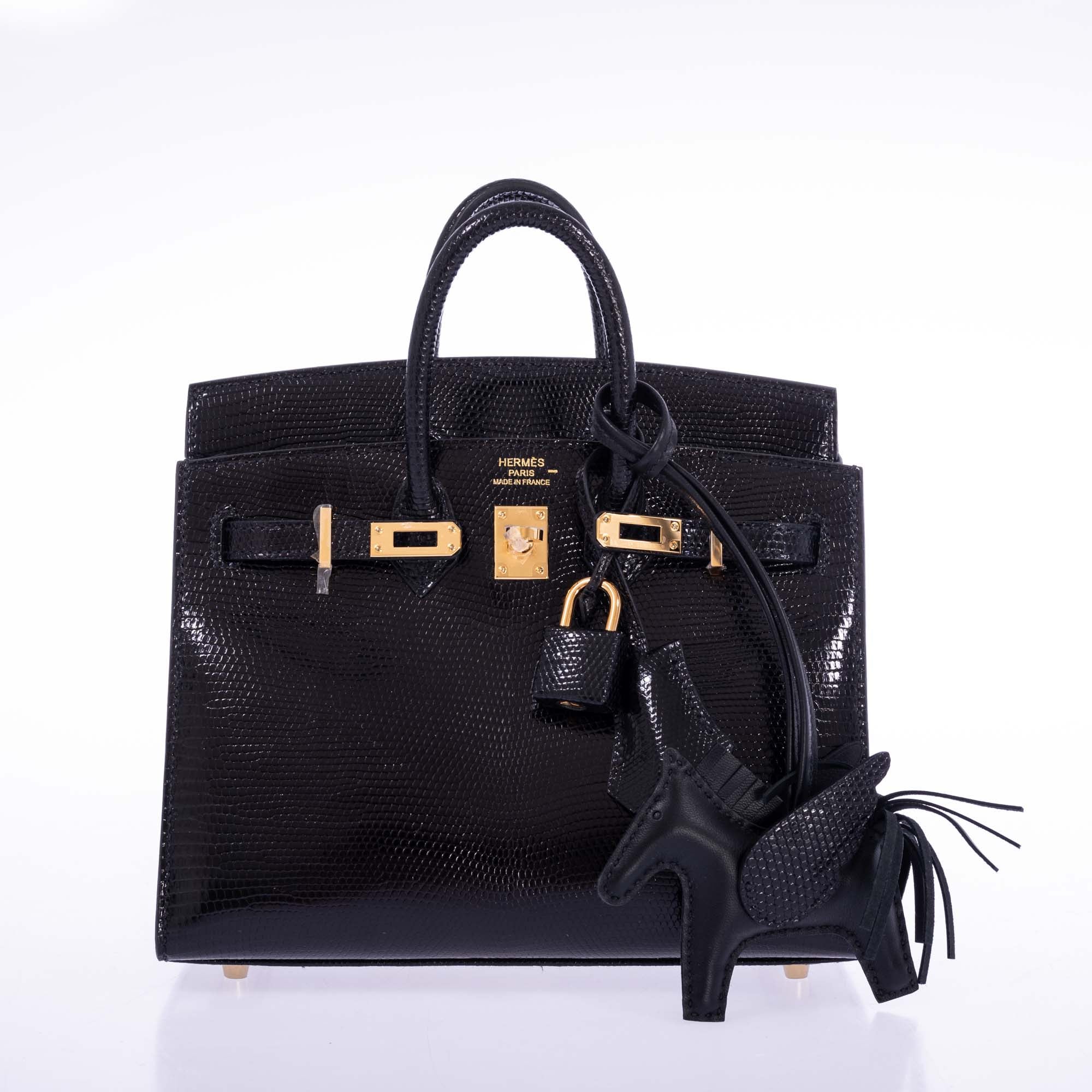 Hermès Birkin 20 Sellier Black Varanus Niloticus Lizard Gold Hardware