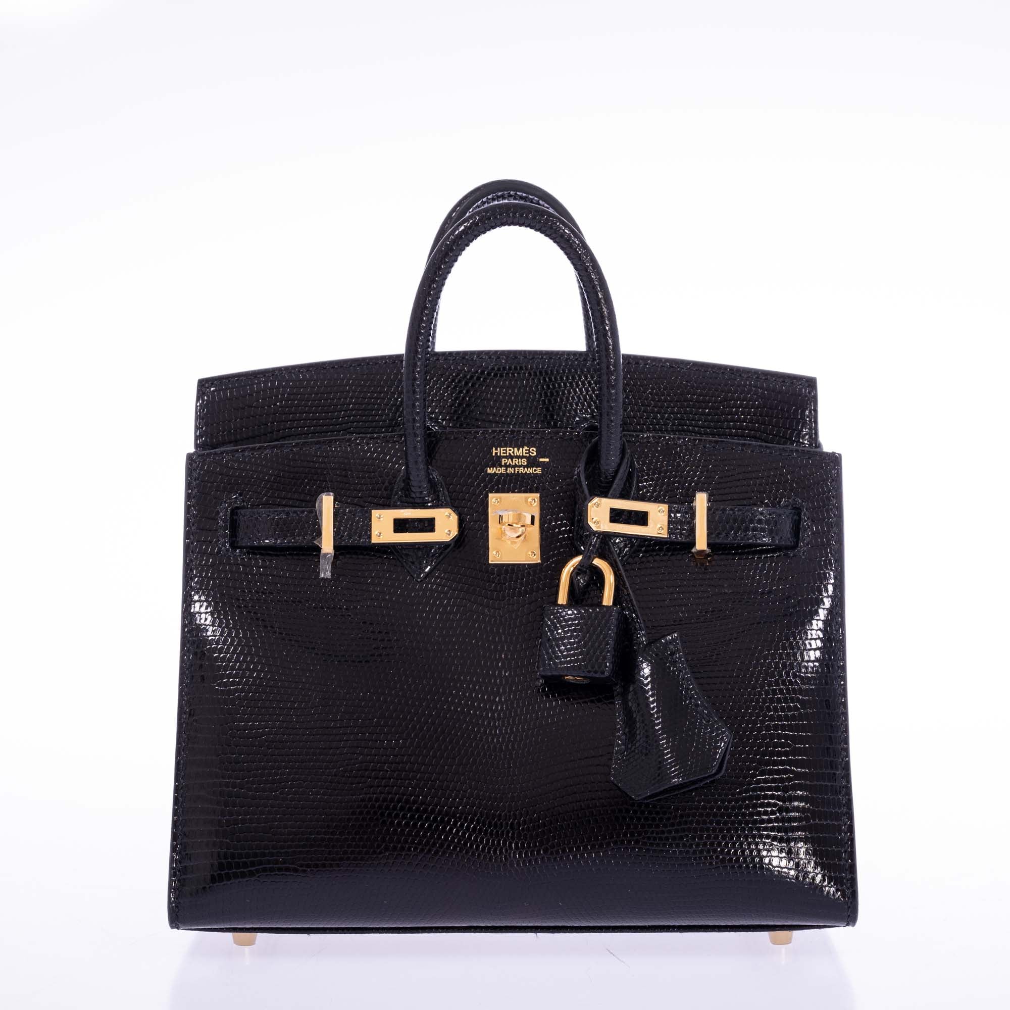 Hermès Birkin 20 Sellier Black Varanus Niloticus Lizard Gold Hardware